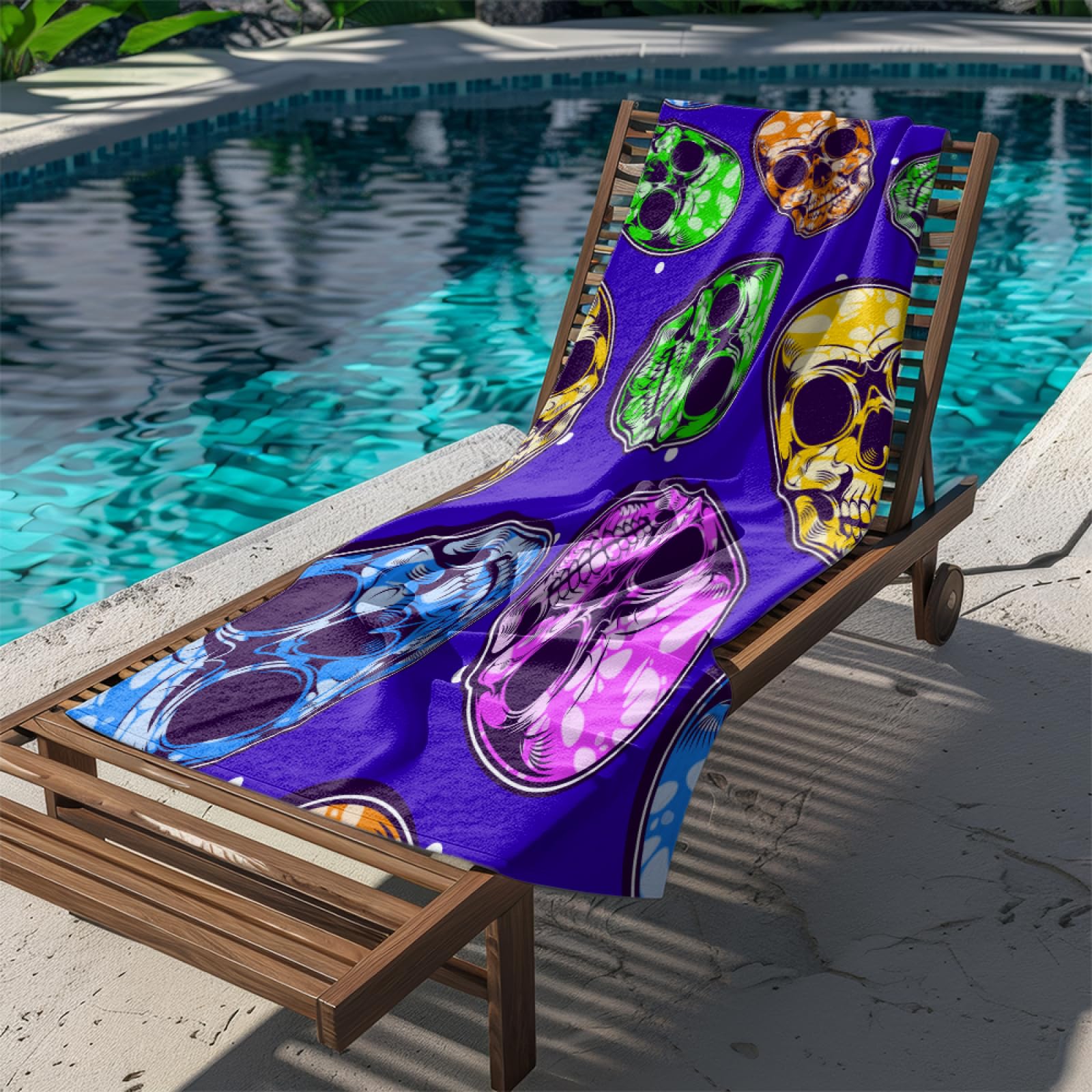 Drap de Plage XXL 200X200 Crâne Vert Serviettes de Plage en Microfibre,Serviette Piscine Extra Large sans Sable pour Adultes Séchage Rapide
