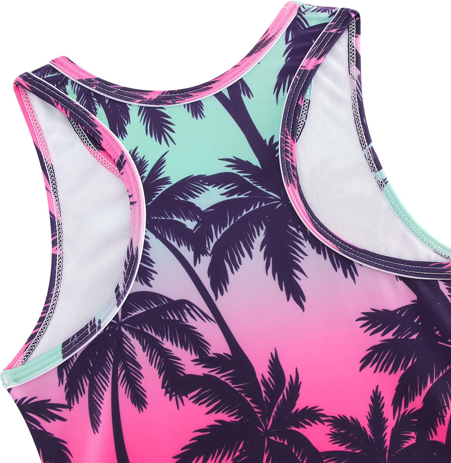 UNIFACO Girls Swimsuits Two Piece Tankini Bathing Suits Boyshort Summer Beach Rash Guard Swimwear for 4-13T 14-15 Years Aa-coconut Tree image 6 of 6 B0BQ54Q8MS