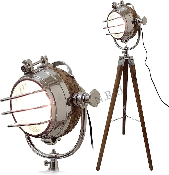 Nautical Replica Hub Vintage Hollywood Studio Stijl Spotlight Zoeklamp Vloerlamp met Statief Stand