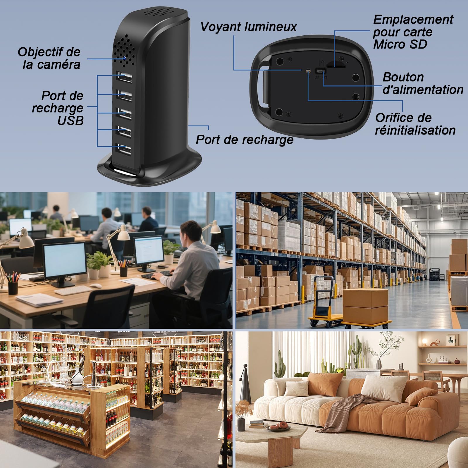 Caméra Cachée WiFi 2.4/5G,HD 1080P Caméra Espion, Mini Camera Espion sans Fil avec Détection de Mouvement/Enregistrement en Boucle ＆Consultation à Distance