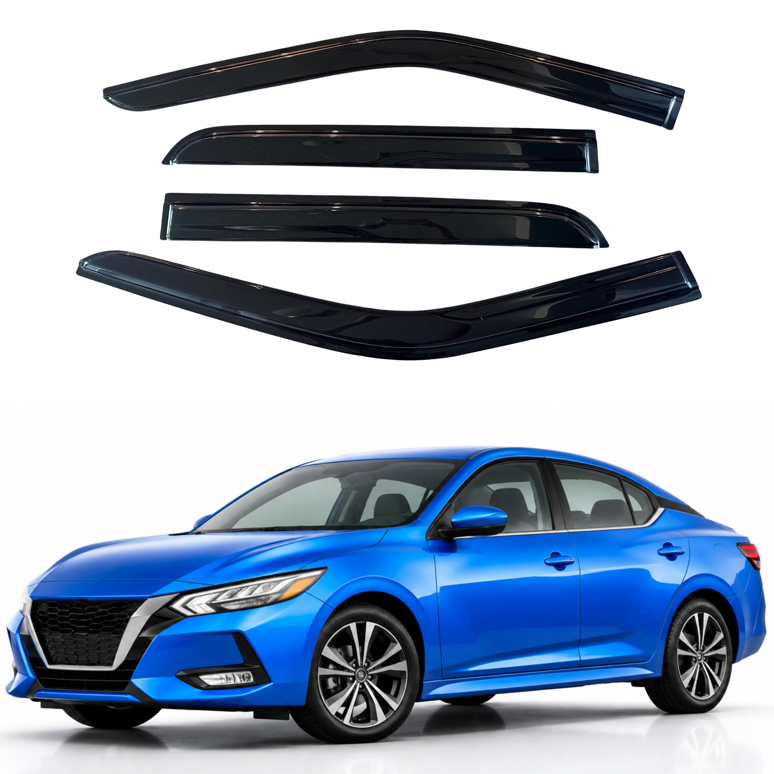 IG Window Visors Fit for 2020-2025 Nissan Sentra, Out-Channel Rain Guards Vent Wind Deflectors 4PC, Car Accessories for 20-25 Sentra