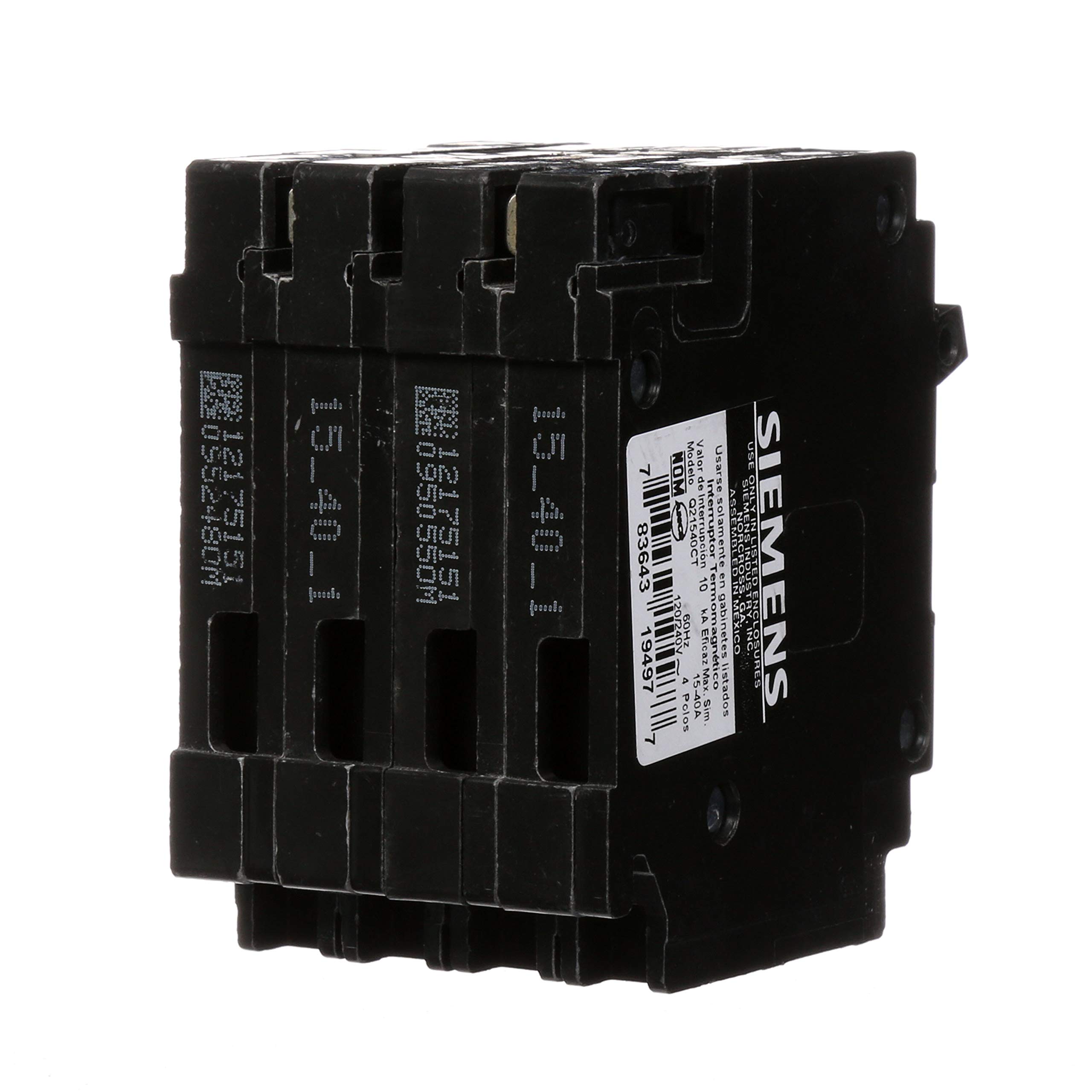 Siemens 40 Amp Double-Pole and (2) 15 Amp Single-Pole Type QT Triplex Circuit Breaker — Amazon image 4