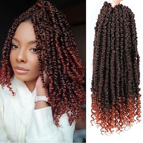 Cabello pretrenzado 350 Passion Twist, 10 pulgadas, 9 paquetes de cabello de ganchillo Passion Twist, cabello de ganchillo suave pretrenzado y bucle