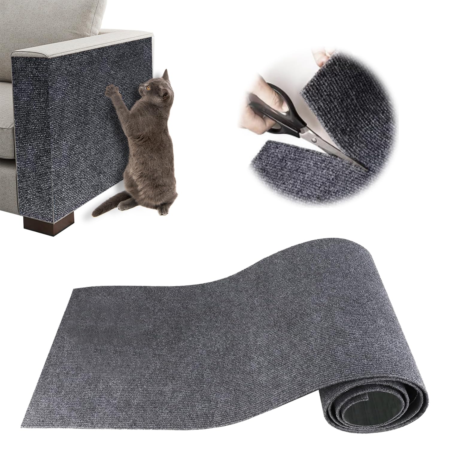 Protezione Divano Graffi Gatto, Tappeto Tiragraffi per Gatti Autoadesivo, Riutilizzabile e Tagliabile, Ideale per Divani, Mobili e Pareti, Tiragraffi divano, Sisal e Moquette