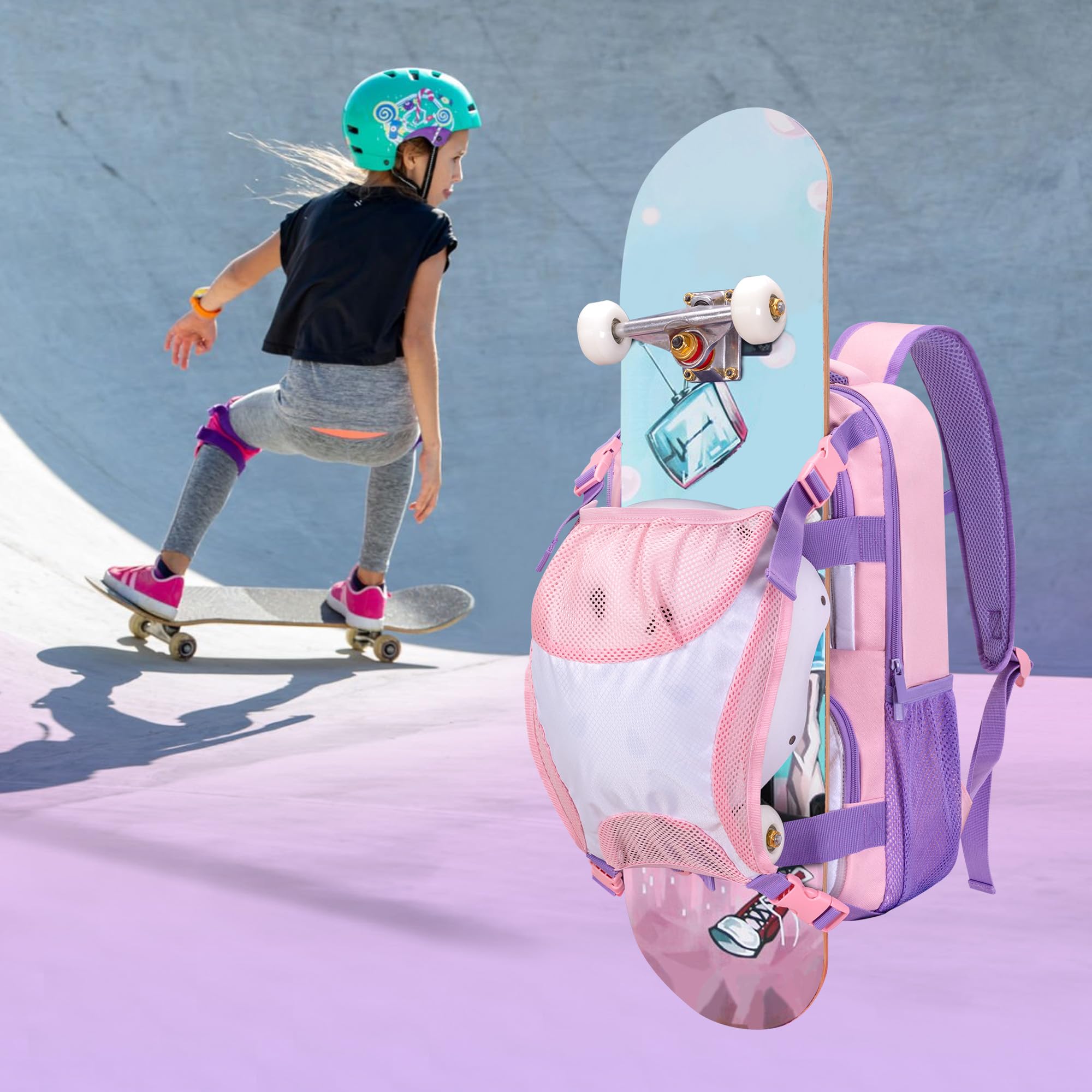 GOBUROS Sac à Dos de Skateboard avec Sangles et Porte-Casque | Sacoche de Planches à Roulettes avec Plusieurs Poches pour Le Sport