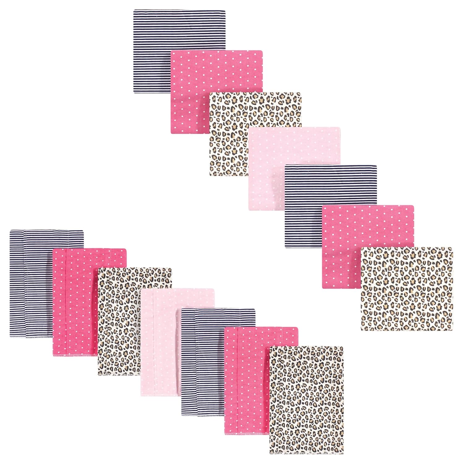 Hudson Baby Unisex Baby Cotton Flannel Burp Cloths and Receiving Blankets, 14-Piece, Girl Elephant, One Size