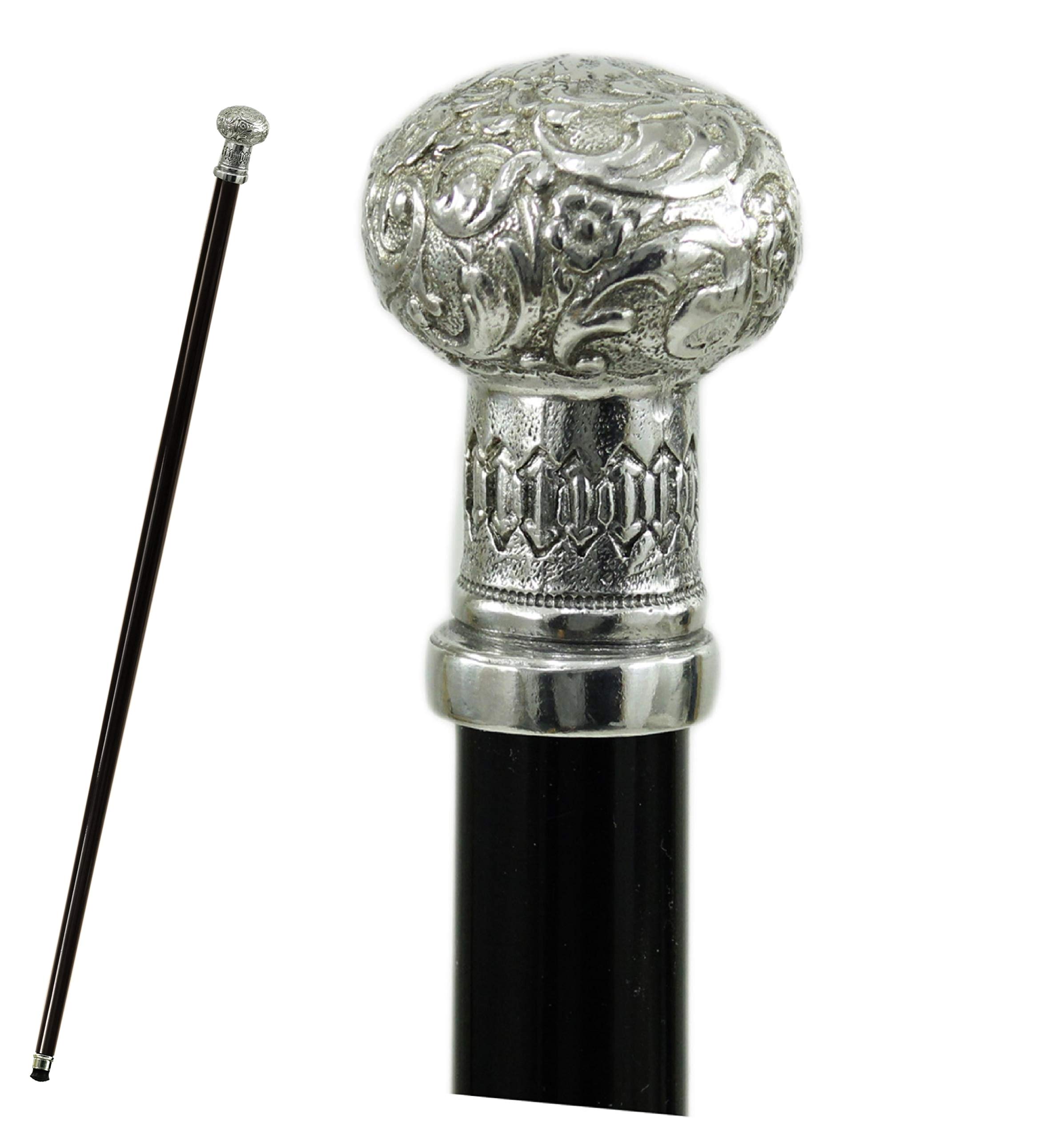 Bastón de paseo liberty estaño y madera elegante para la ceremonia, fabricado en Italia CAVAGNINI Vintage