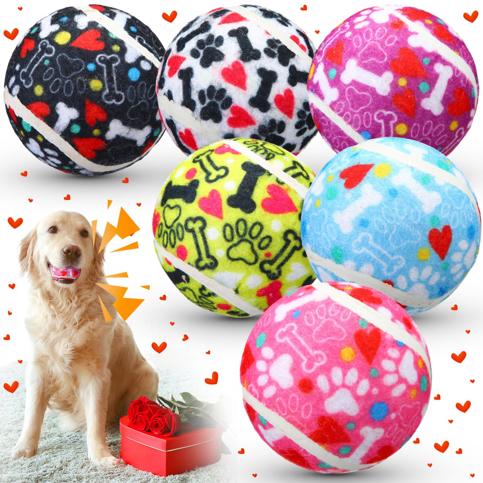 Leitee 6 Pcs Dog Squeaky Tennis Balls 2 5 Inch Sound Making Pet Toys Ball for Small Medium