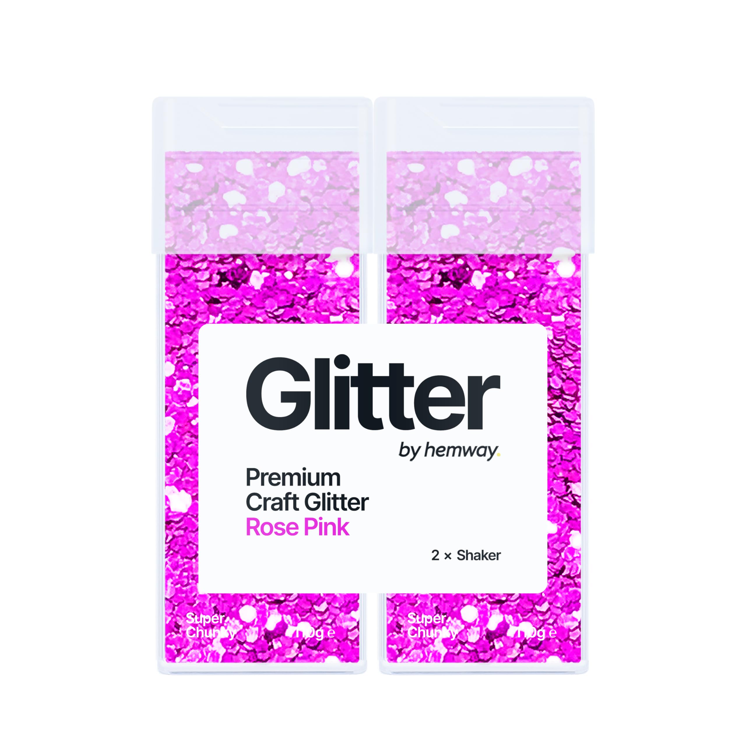 Hemway Glitter Shaker Rose Pink 110g x2 Pack Super Chunky, Craft Glitter Shakers for Resin & Epoxy Crafts