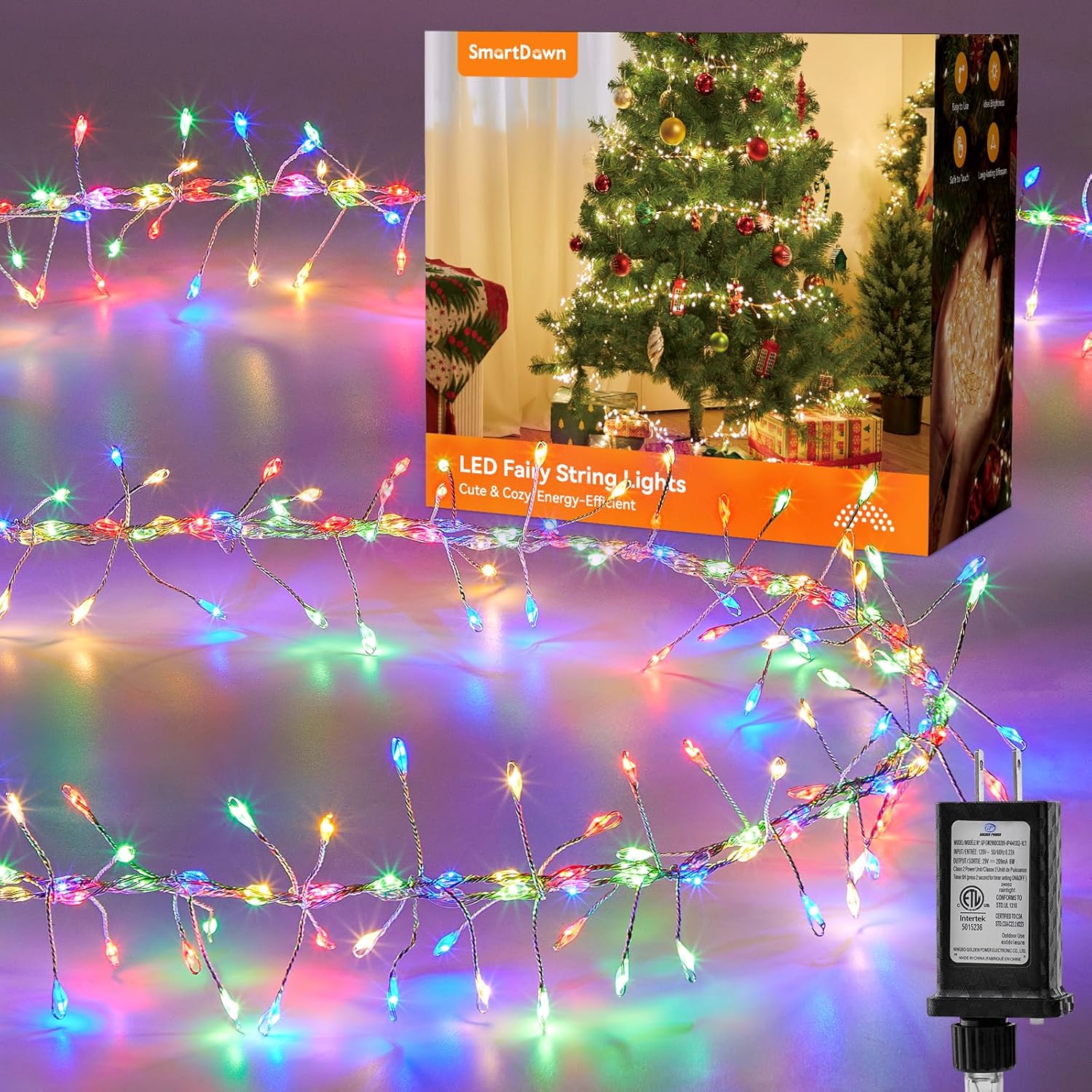 Flowing Fairy Lights Plug in with 14 Modes, 10FT 388LED Twinkle String Lights Indoor, Christmas Tree Lights Indoor Waterproof for Bedroom Christmas Home Room Decor, Multicolor