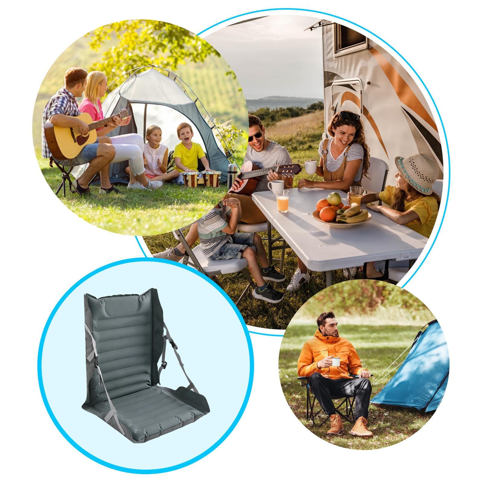 Cuscino per sedili da stadio Cuscini Pieghevoli con Supporto Schienale | Cuscini per Gradinate per Adulti Per Viaggi in Auto, Barca, Kayak, Aereo, Sedie a Rotelle, Campeggio, Picnic, Escursioni