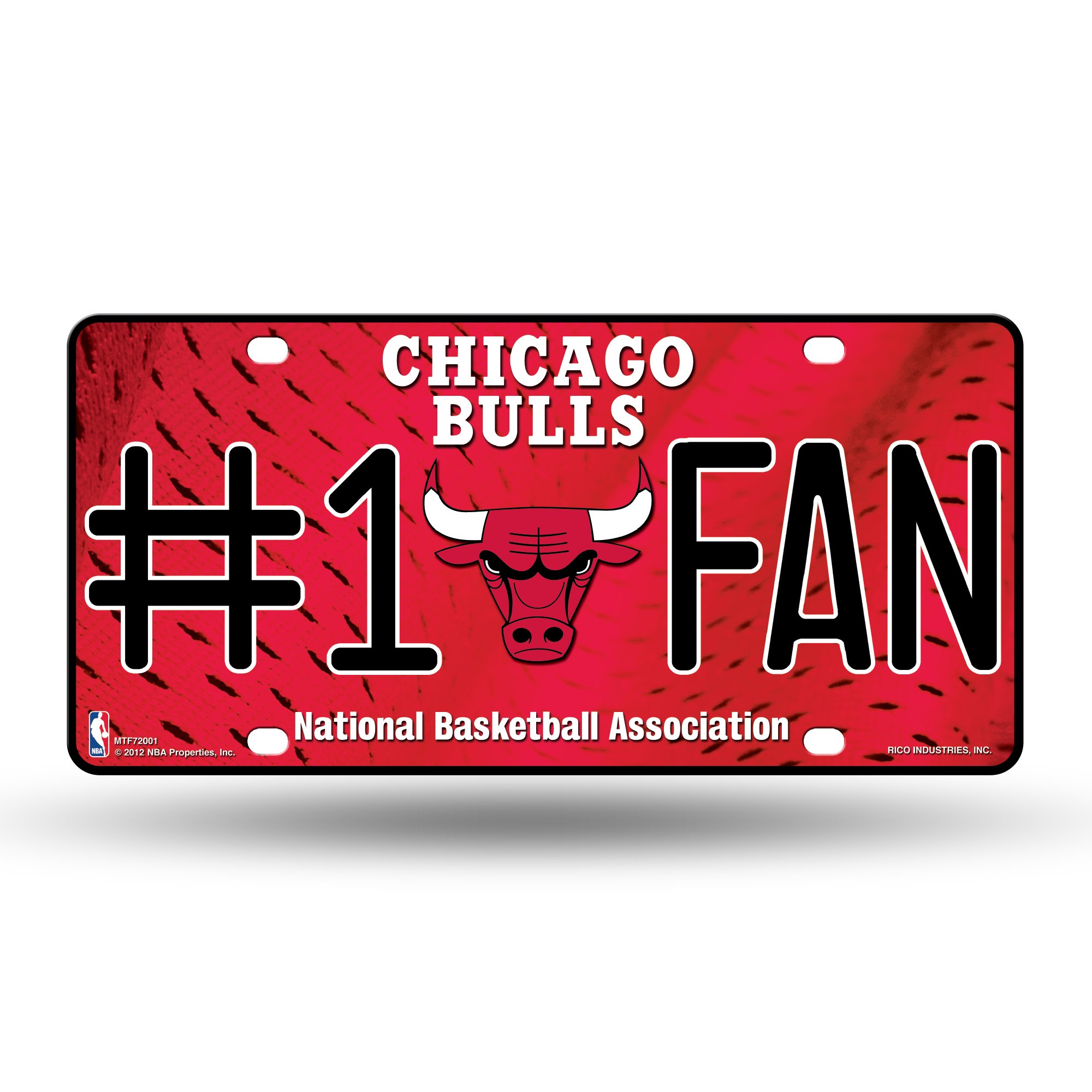 Rico Industries NBA 1 Fan Metal License Plate Tag, Chicago Bulls