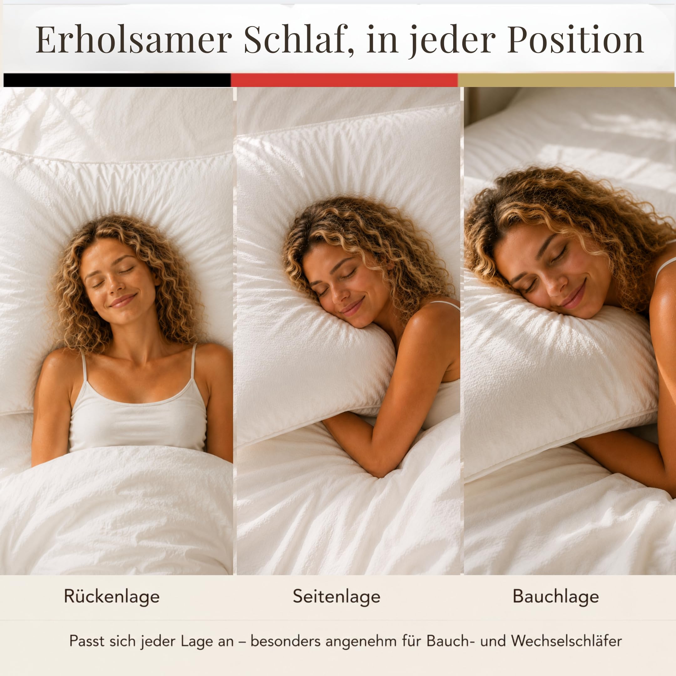 HABER NATUR 3-Kammer Daunenkissen 40x80 2 Stück-Made in Germany-Kopfkissen | 90% Daunen & 10% Federkissen | 700g Füllgewicht |Allergiker geeignet (NOMITE) | Tierwohl (DOWNPASS) | Oeko-TEX Klasse 1
