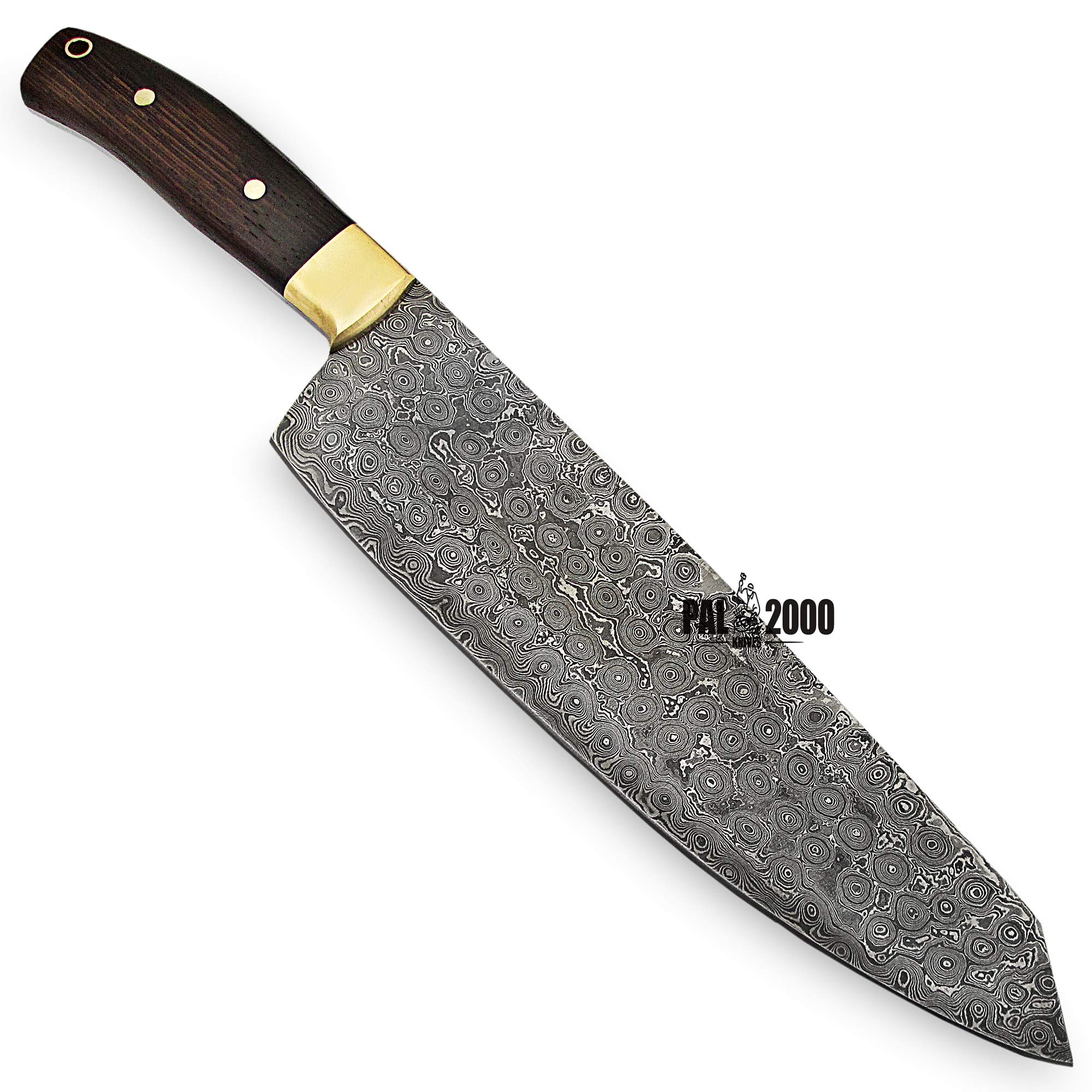 PAL 2000 KNIVES Cuchillo de Mano a Medida - Chef - Damasco Acero - Cuchillos de Cocina - Cuchillo Con Funda de Cuero (9856)