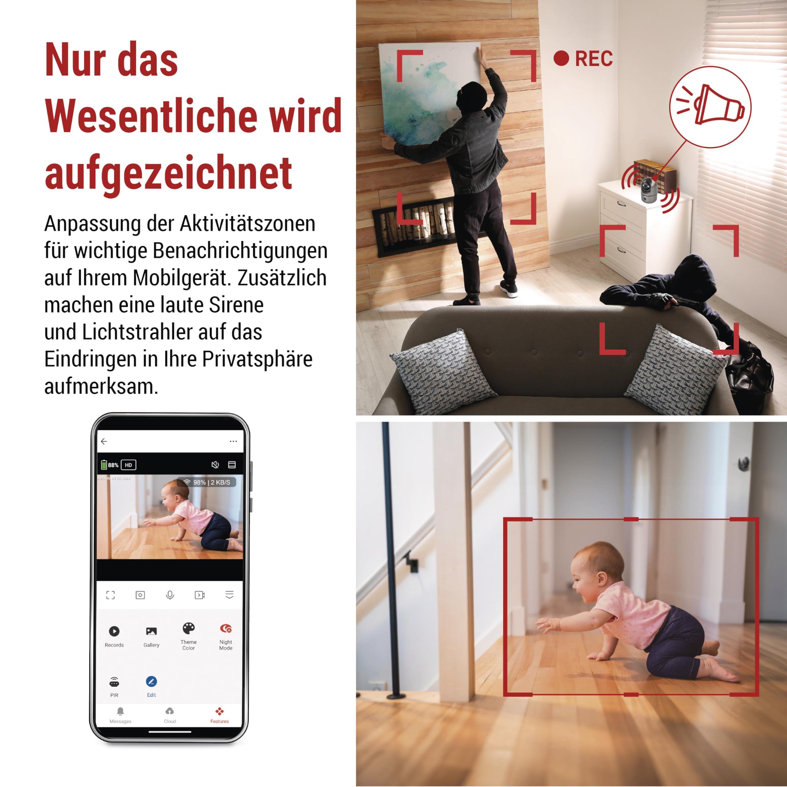 EMOS GoSmart Wewnętrzna kamera monitorująca 4MP z podwójnym WiFi i aplikacją, inteligentna kamera IP do wnętrz, wykrywanie i śledzenie ruchu, widoczność w nocy i ustawienie obszaru, 2-drożne audio