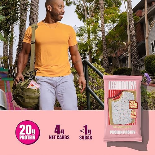 Miniatura 4 de Legendary Foods Barra de pastel de 0.71 oz con alto contenido de proteínas, apta para dieta cetogénica, sin azúcar añadida, baja en carbohidratos,