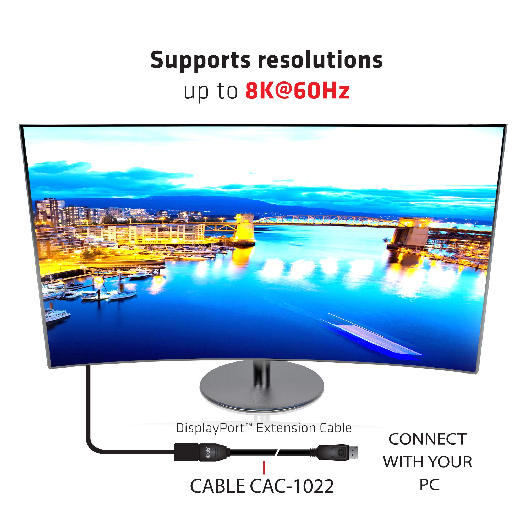 Club 3D kabel DisplayPort 1.4 przedłużacz 2 m, CAC-1022