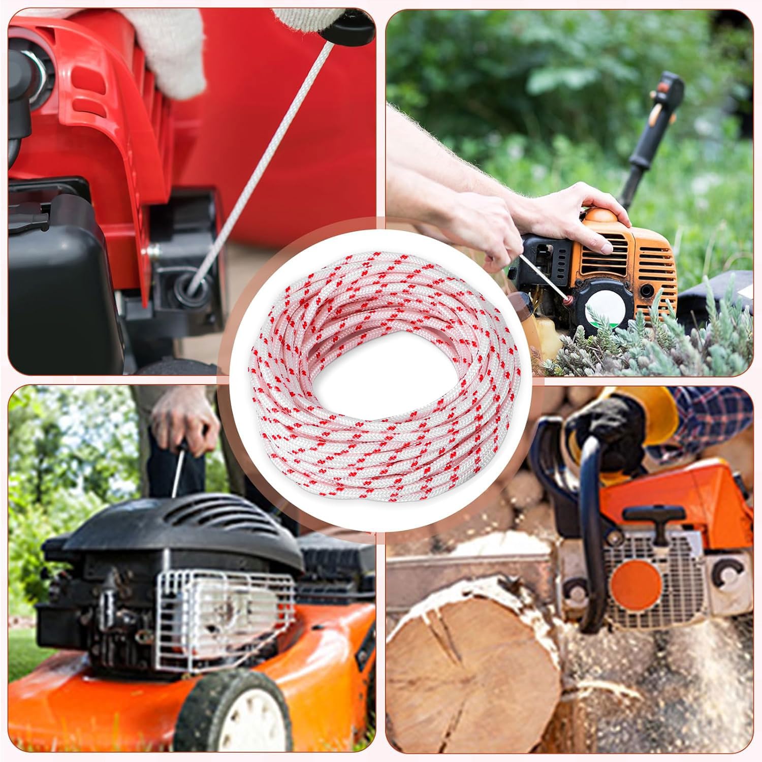 10 Meter 4.0mm Starterseil Rasenmäher, Seilzug Rasenmäher, Rasenmäher Seilzug, Hochwertige Seilzug Ersatzseil, Kompatibel mit Craftsman Husqvarna Stihl Kettensägen Trimmer - 5