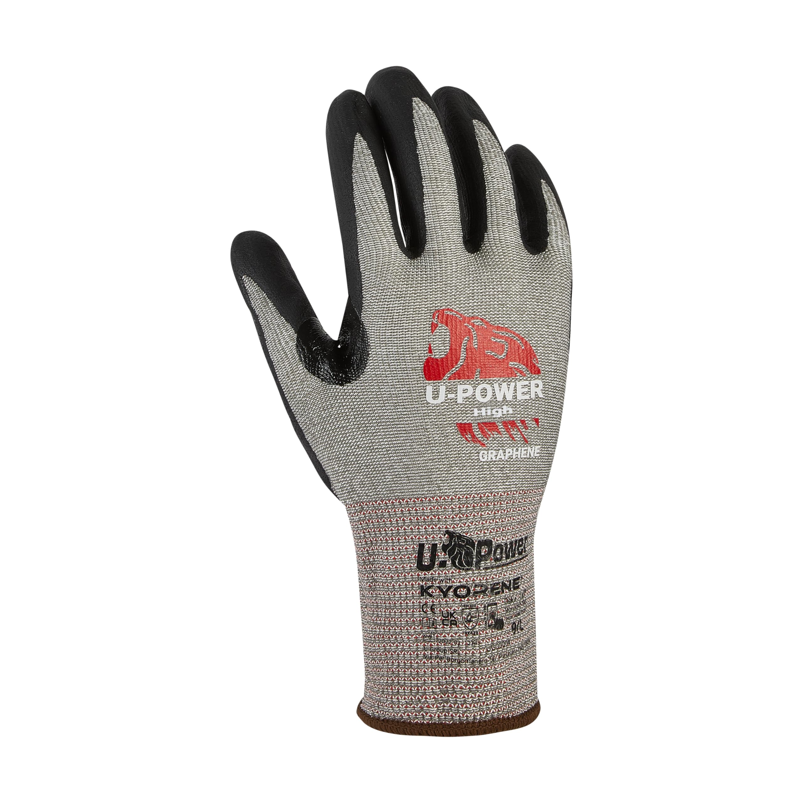 U Power Guantes Trabajo Alta Seguridad Kyorene Soporte Grafeno Recubrimiento Nitrilo Pantalla Táctil Resistente a Cortes B Protección UV-A y UV-B Riesgos Térmicos Mecánicos Gris 11/XXL 12 Piezas