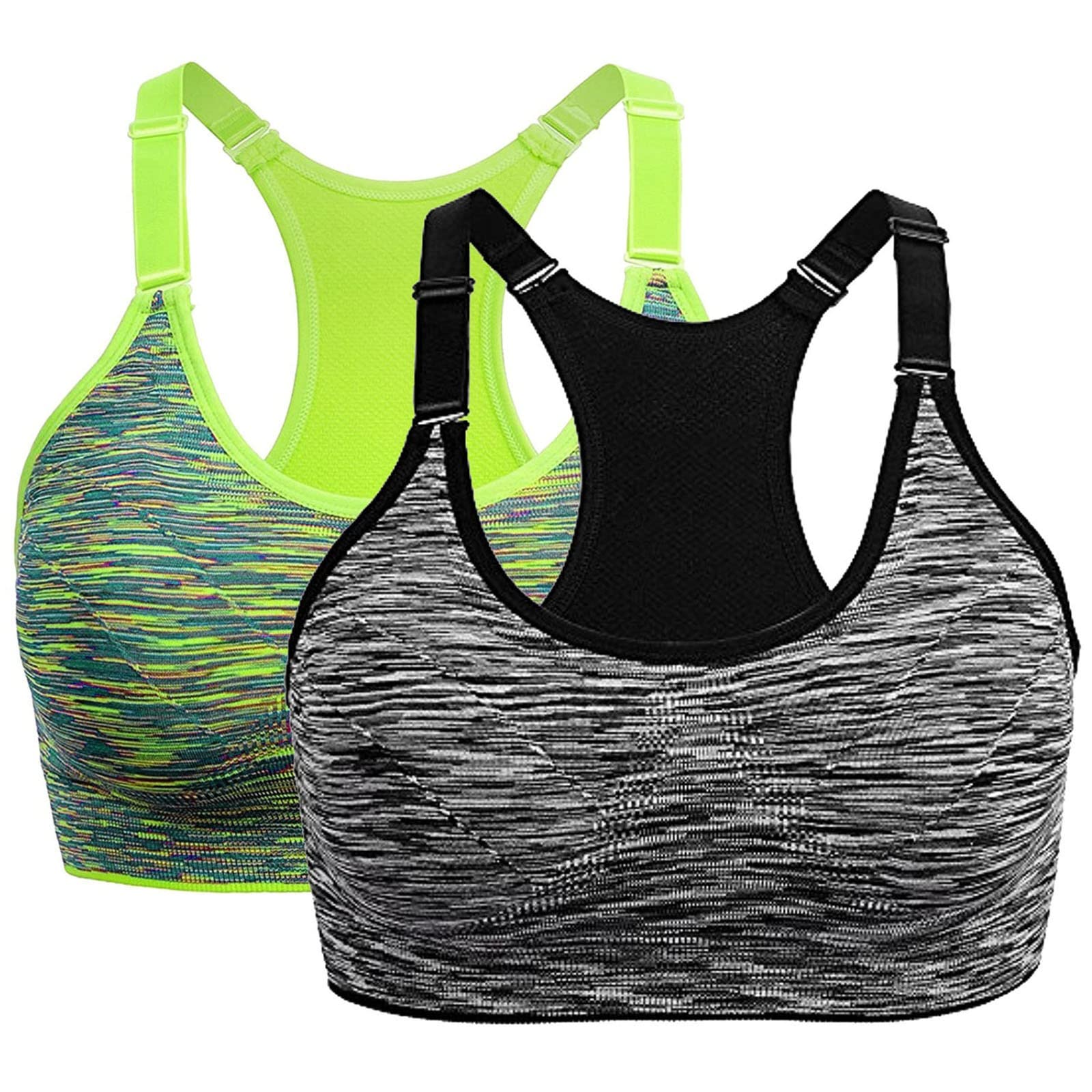 Sports Bra for Women High Yoga Running Seamless Gym Tank Top Fitness Vest Pack of 2, m, M