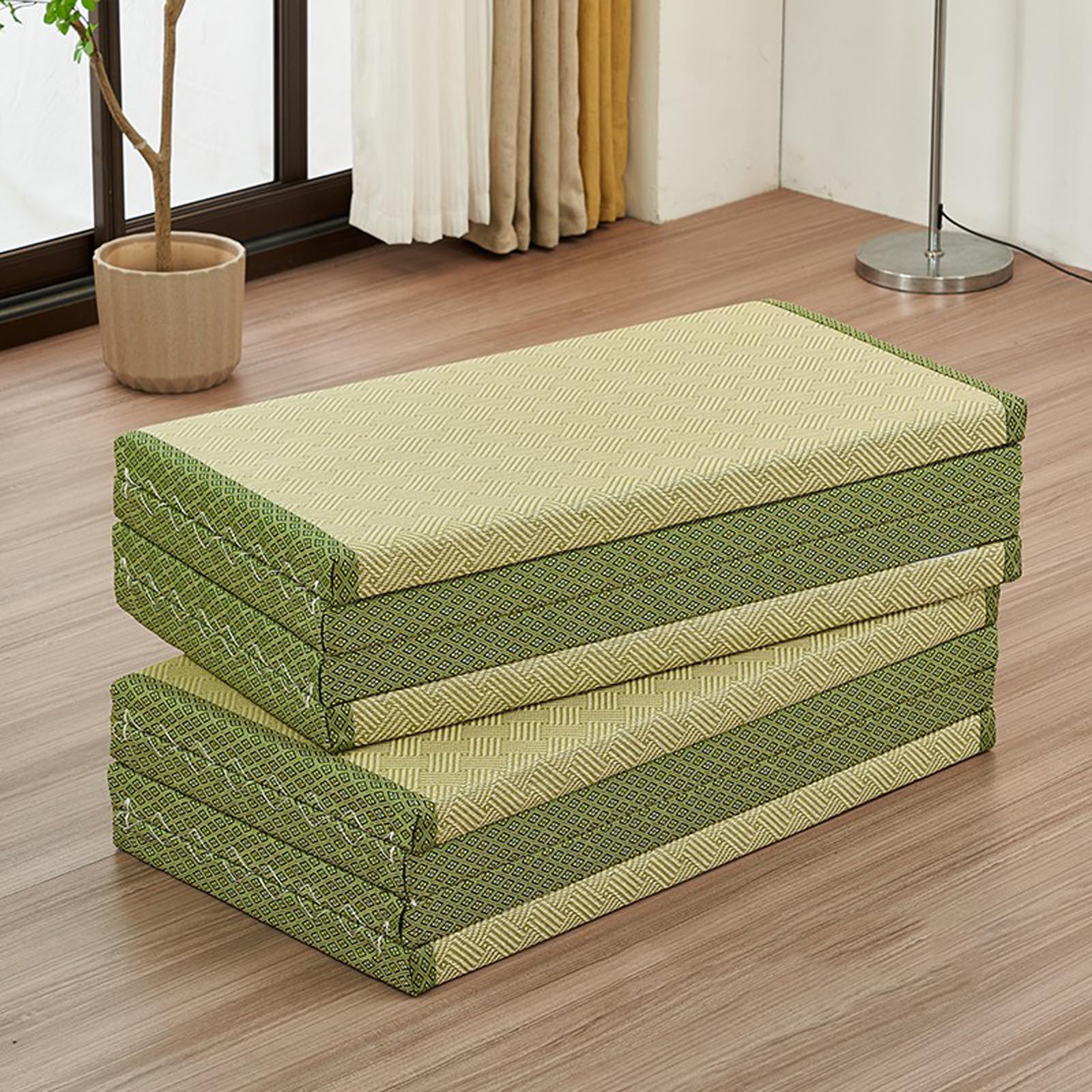 Japanische Tatami-Matte, faltbare Futon-Klappmatratze, grünes Rushgras, Bodenmatte, Matratze, Klappbett mit Matratze, ideal für Meditation, Yoga, Zen-Raum, japanischer Tränenraum (XS)