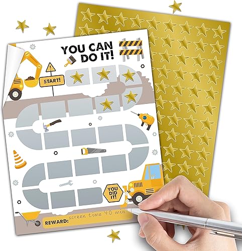 Tabla de calcomanías de recompensa de construcción, tabla de comportamiento de camión volquete para niños en casa, tablas de incentivos para el