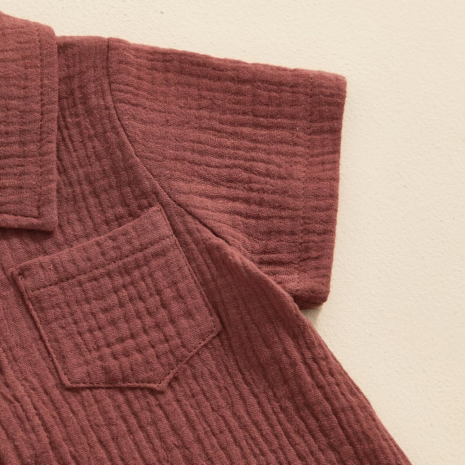 Honganda Summer Baby Boy Cotton Linen Jumpsuit Short Sleeve Button Down Playsuit Romper One Piece Outfit 0-24M - Image 5