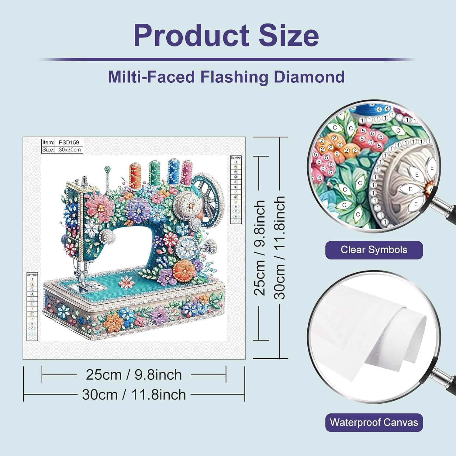 Anuver Sewing Machine Diamond Painting Kits for Adults, 5D Special Shape Crystal Rhinestones Diamond Painting for Beginners, Diamond Art Kits for Home Wall Decoration, 12×12 Inch image 2