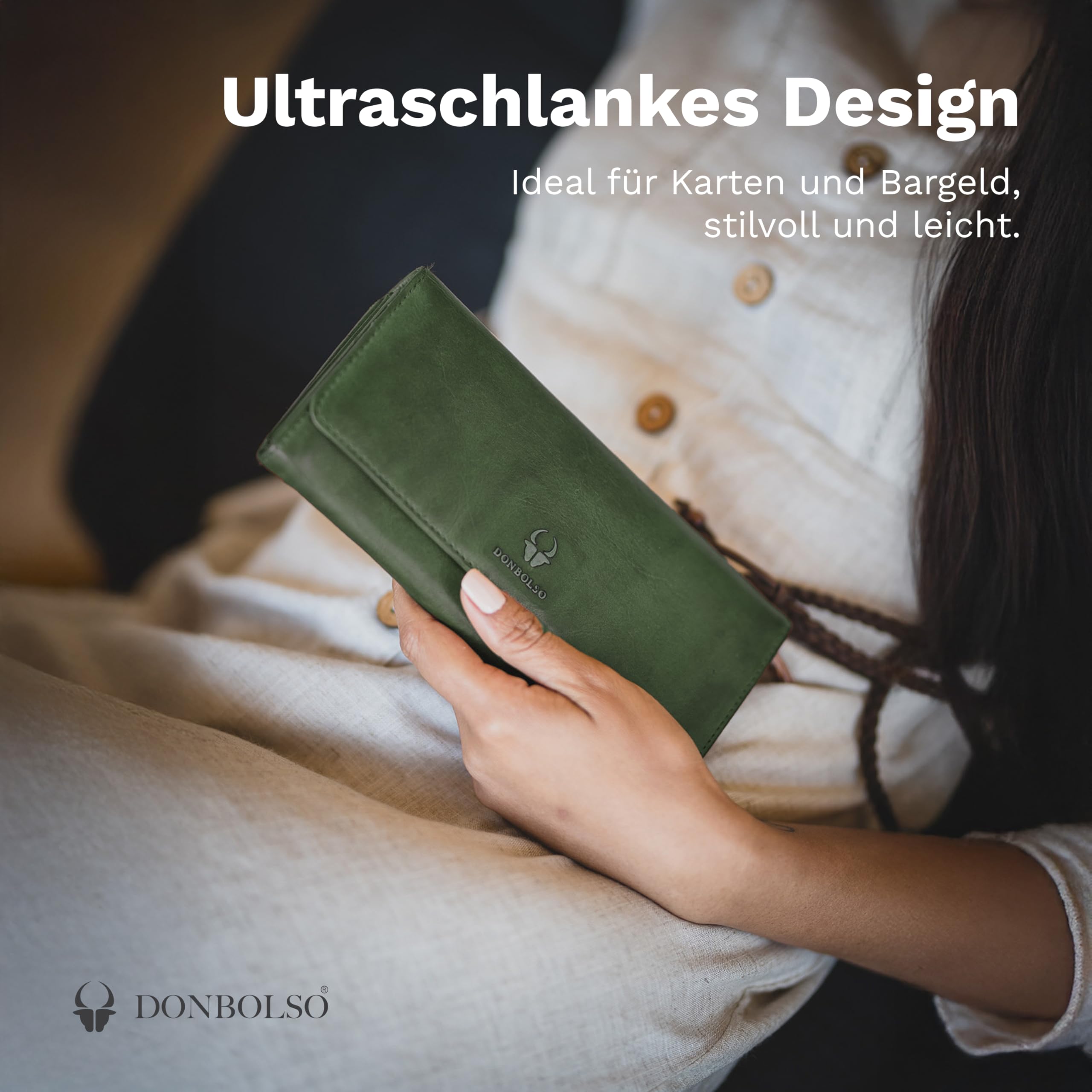 DONBOLSO® Geldbörse Florenz aus gewaschenem Leder für Damen mit RFID-Schutz- New