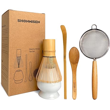 Premium Bamboo Matcha Whisk and Holder Set