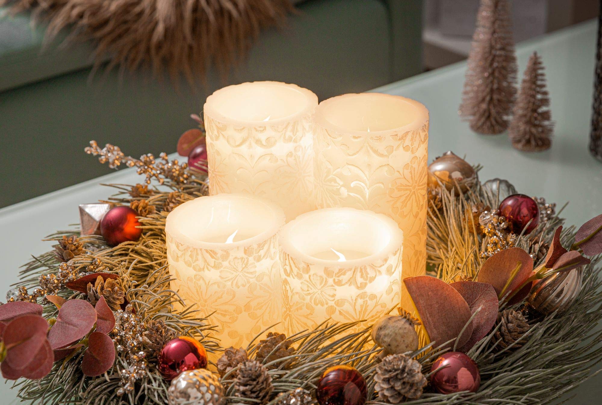 Pauleen 48009 Little Lilac Candle zestaw 2 świec LED z prawdziwego wosku, ciepła biel, migoczący płomień; liliowo-biała