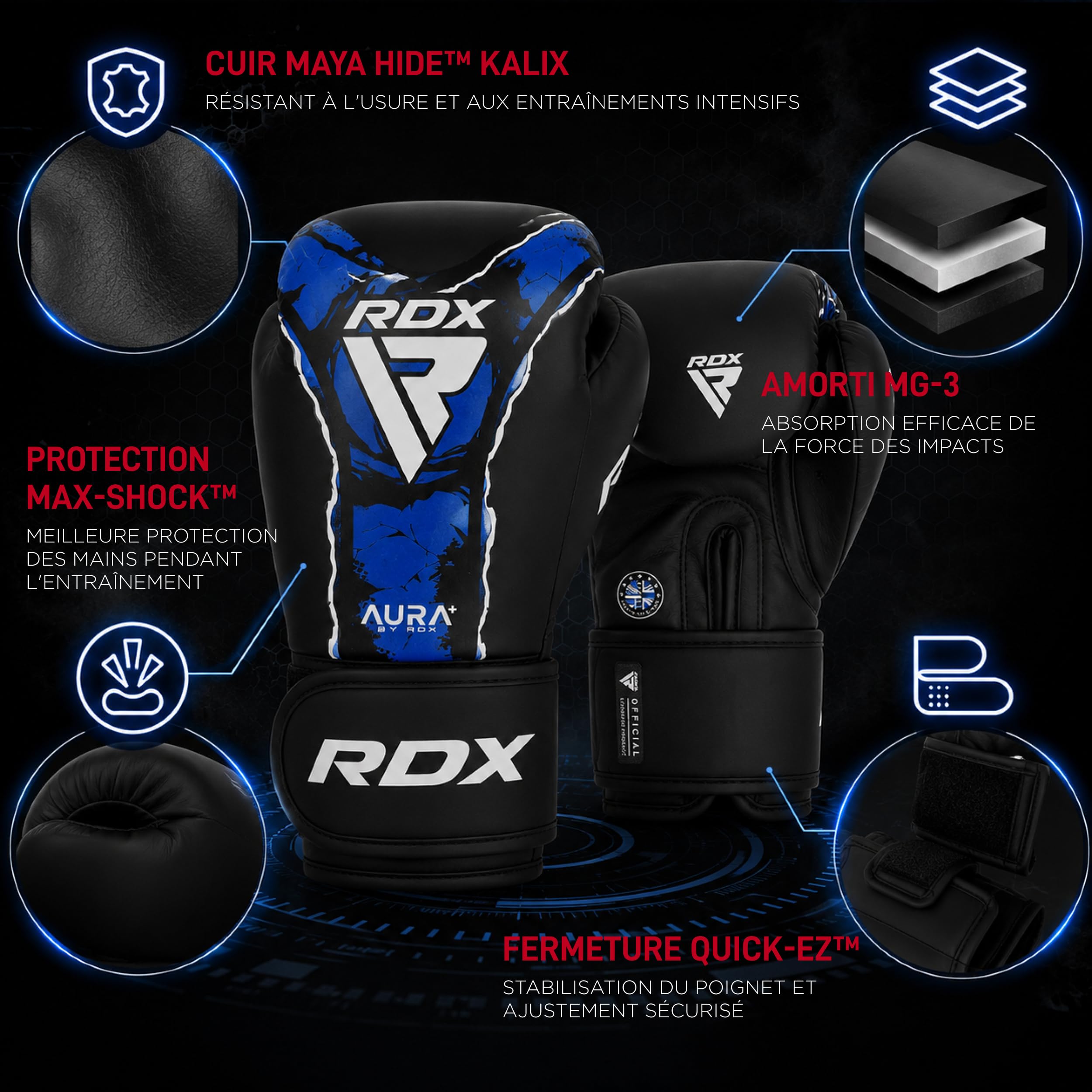 RDX Gants de Boxe New Aura F17- Entraînement, Sparring et Sac de Frappe - Confort, Protection et résistance - Homme & Femme, Adultes et Enfants