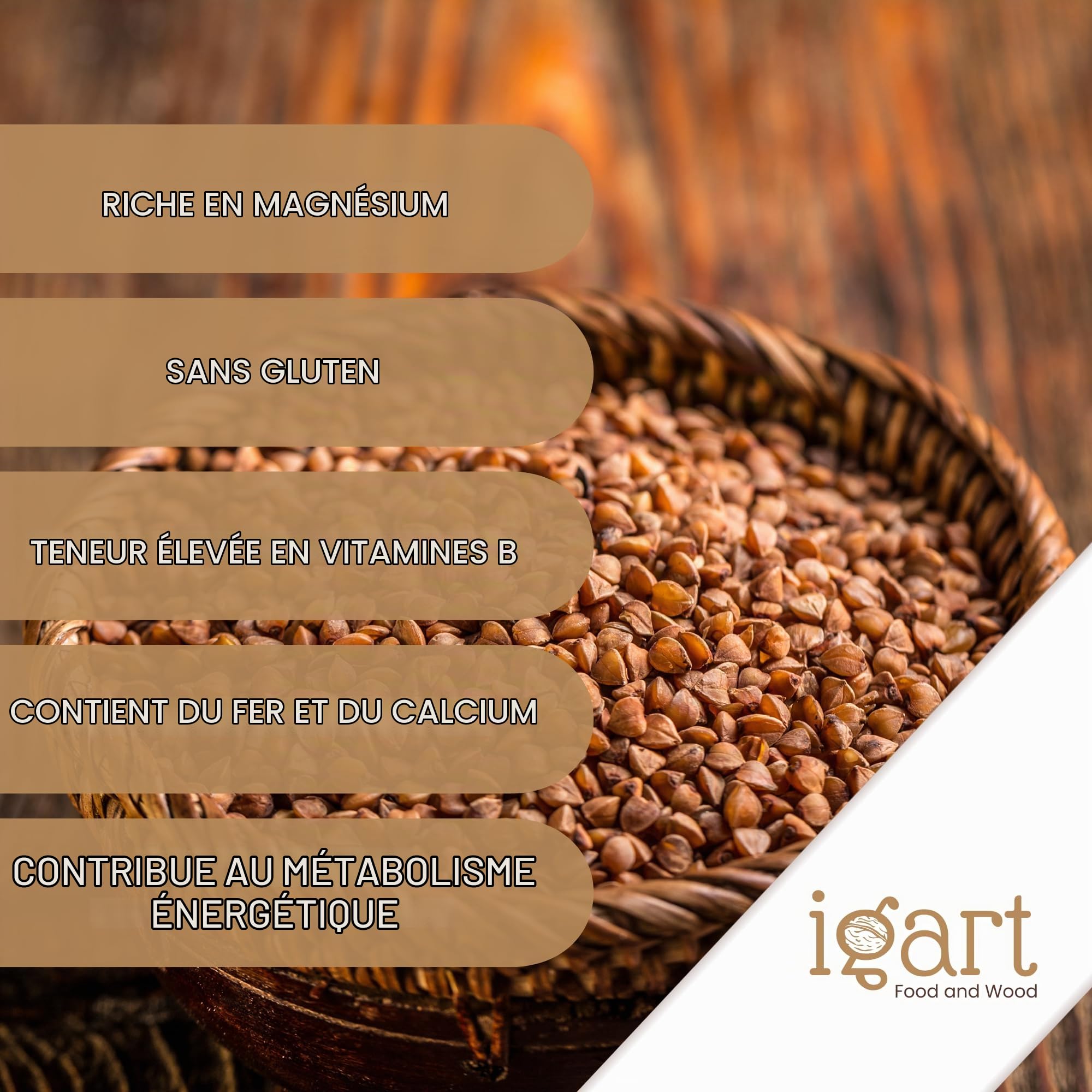 IGART Sarrasin Grillé 2kg, Délicieux, Source de Fibres, Source de Protéines, Qualité Supérieure
