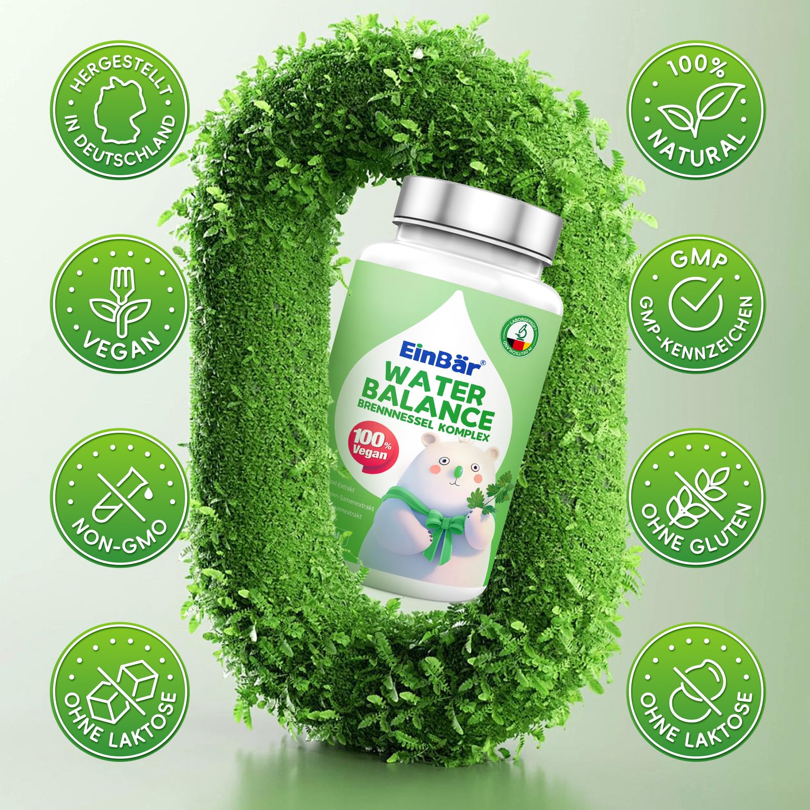 Wasserbalance 7 in 1 Brennnessel-Komplex mit Magnesium, Rosskastanie & Gotu Kola 90 vegane Kapseln laborgeprüft Entwässerungstabletten