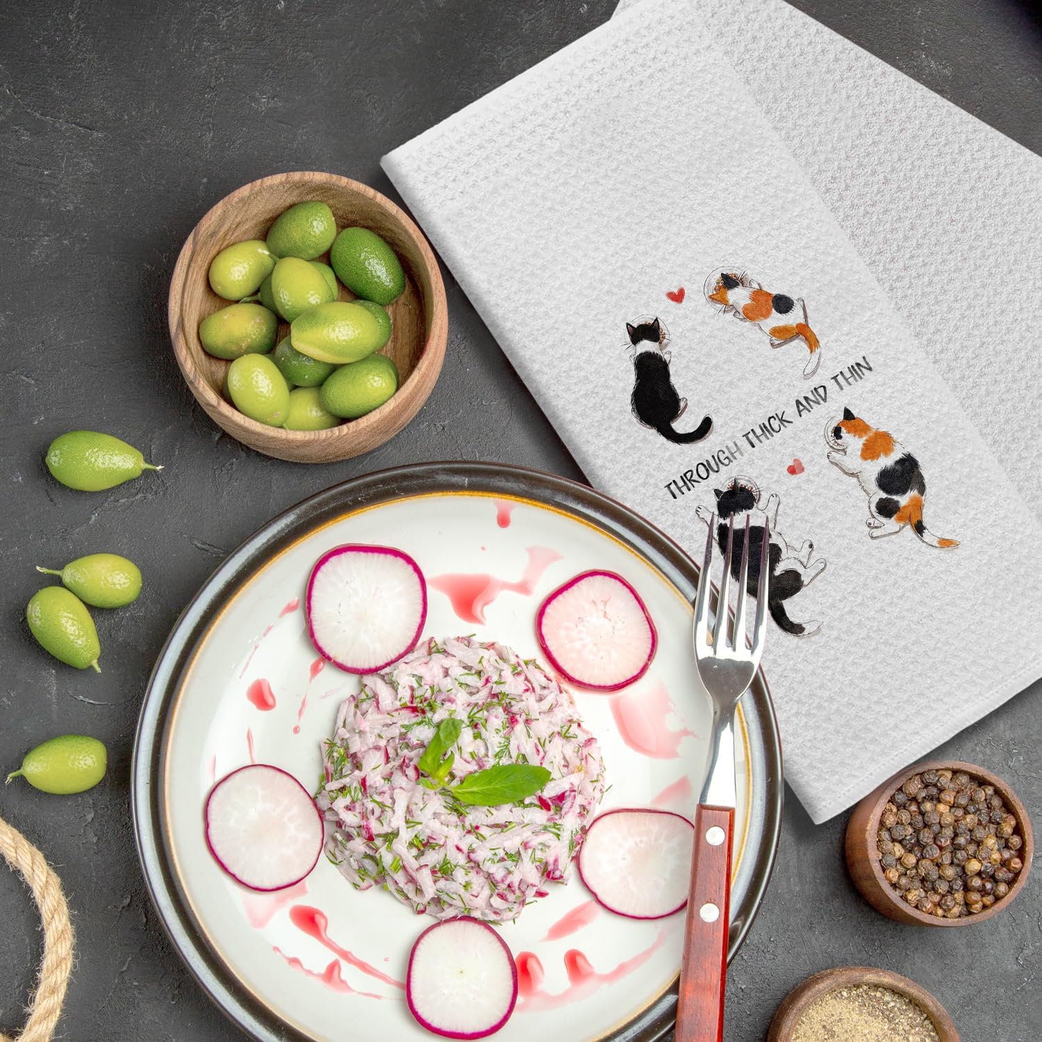 Valentine Cat Kitchen Towels, Valentine's Day for Cat Lover Women Men, Trough Thick and Thin Decorative Hand Dish Tea Towels for Bathroom Kitchen, 16x24 Inch - Image 6