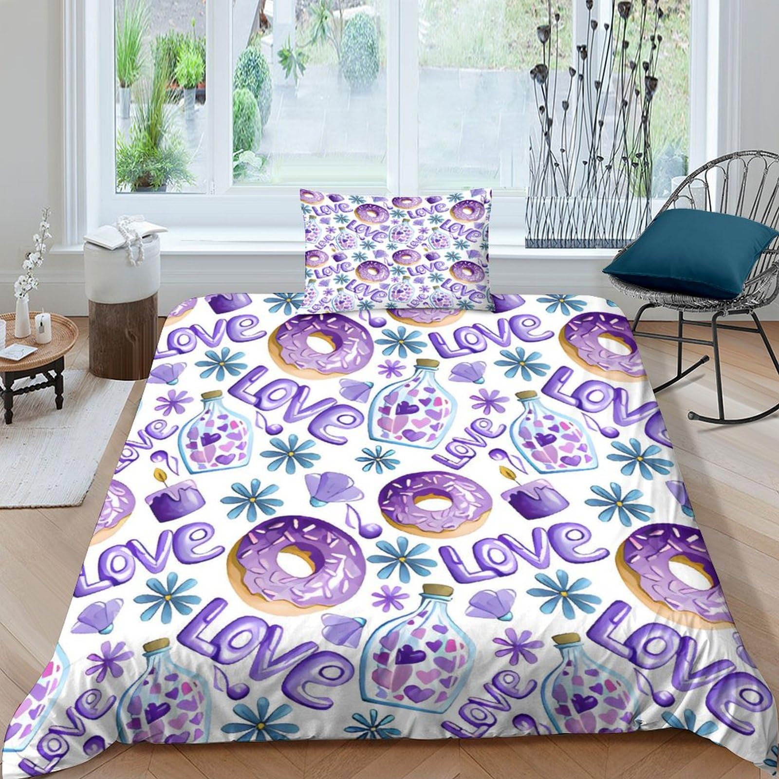 Housse de couette gourmande beignets en microfibre pour créer un cocon de douceur dans la chambre