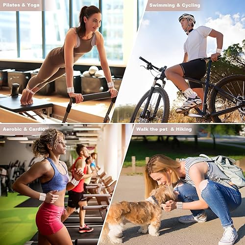 Miniatura 7 de Juego de 2 pesas de muñeca ajustables para muñeca y tobillo, para mujeres y hombres, brazaletes de muñeca de silicona para yoga, danza, pilates,