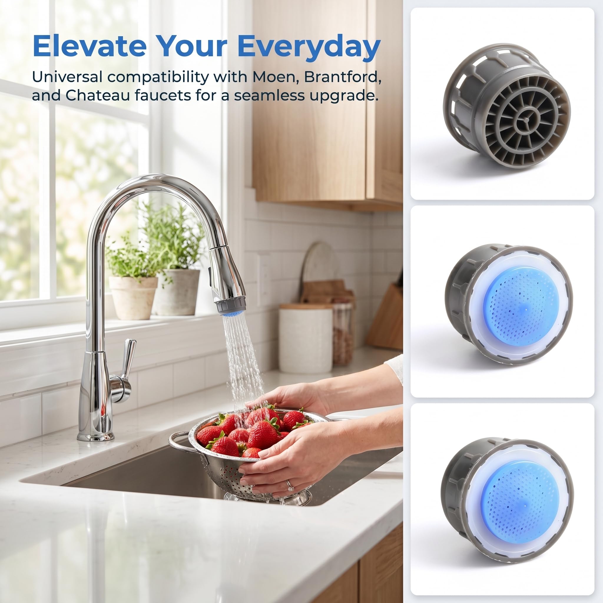 LaWana 116711 Wasserhahn-Luftsprudler für Moen, 1,5 GPM wassersparender Belüftereinsatz, Ersatz für Küchen- und Badezimmerarmaturen, 2 Stück, kompatibel mit Moen 116711 Wasserhahn-Teilen (Blau 116711)