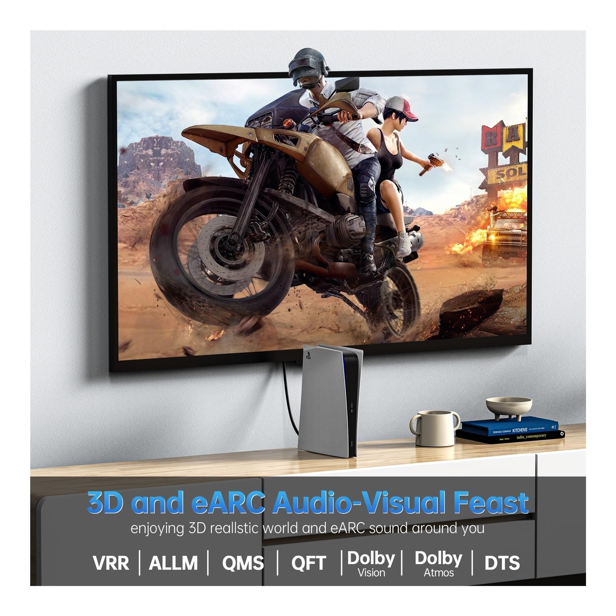 Câble Fiber Optique 2.1 Compatible HDMI 8K, 60Hz 4K 120Hz, Ultra Haute Vitesse 48Gbps HDR EARC HDCP For Boîtier TV HD, Projecteur D'ordinateur(8k-04-01-728,2m)