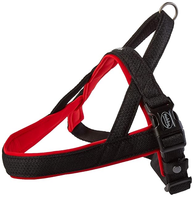 Nobby Norweger Preno - Arnés de malla M-L (L:50 - 64 cm+42 cm; B:25/35 mm), rojo