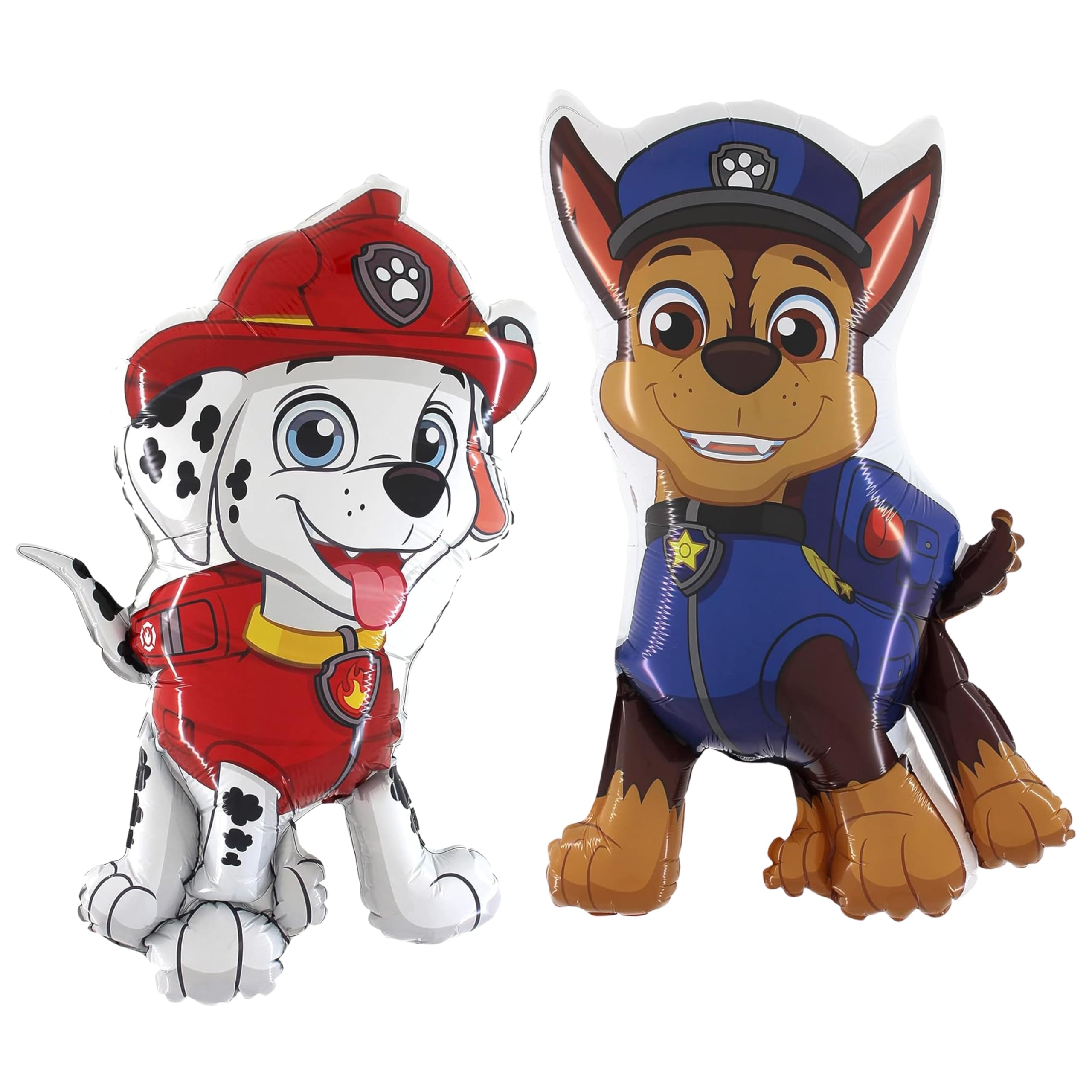Toyland® Pack of 2 Paw Patrol Balloons - 89cm (35") Chase & 86cm (34") Marshall Character Balloons - Children's Party Decorations