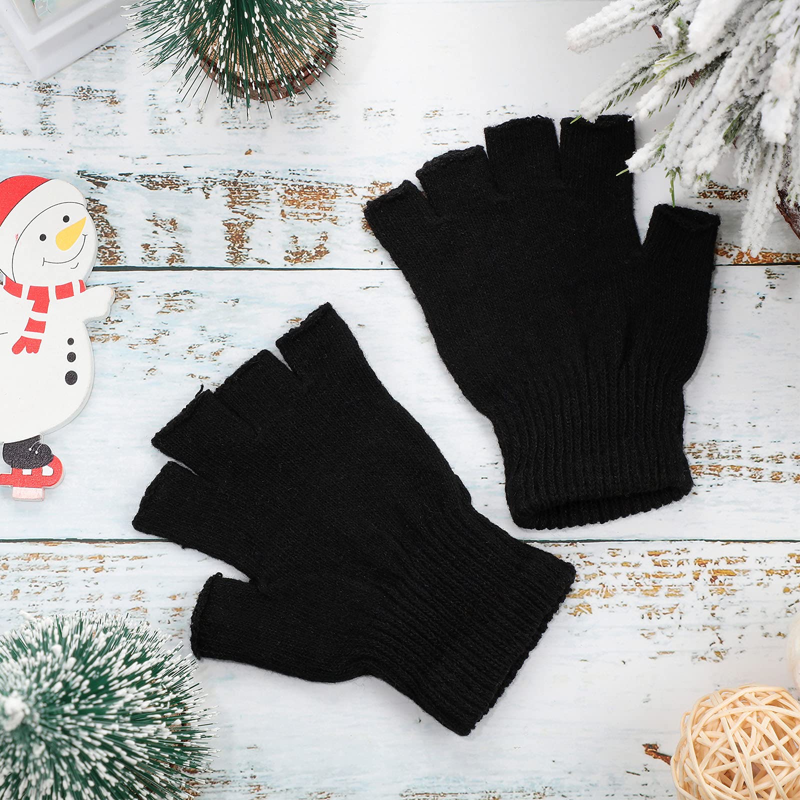 Bememo 4 pares de guantes sin dedos, de punto, para niños y niñas