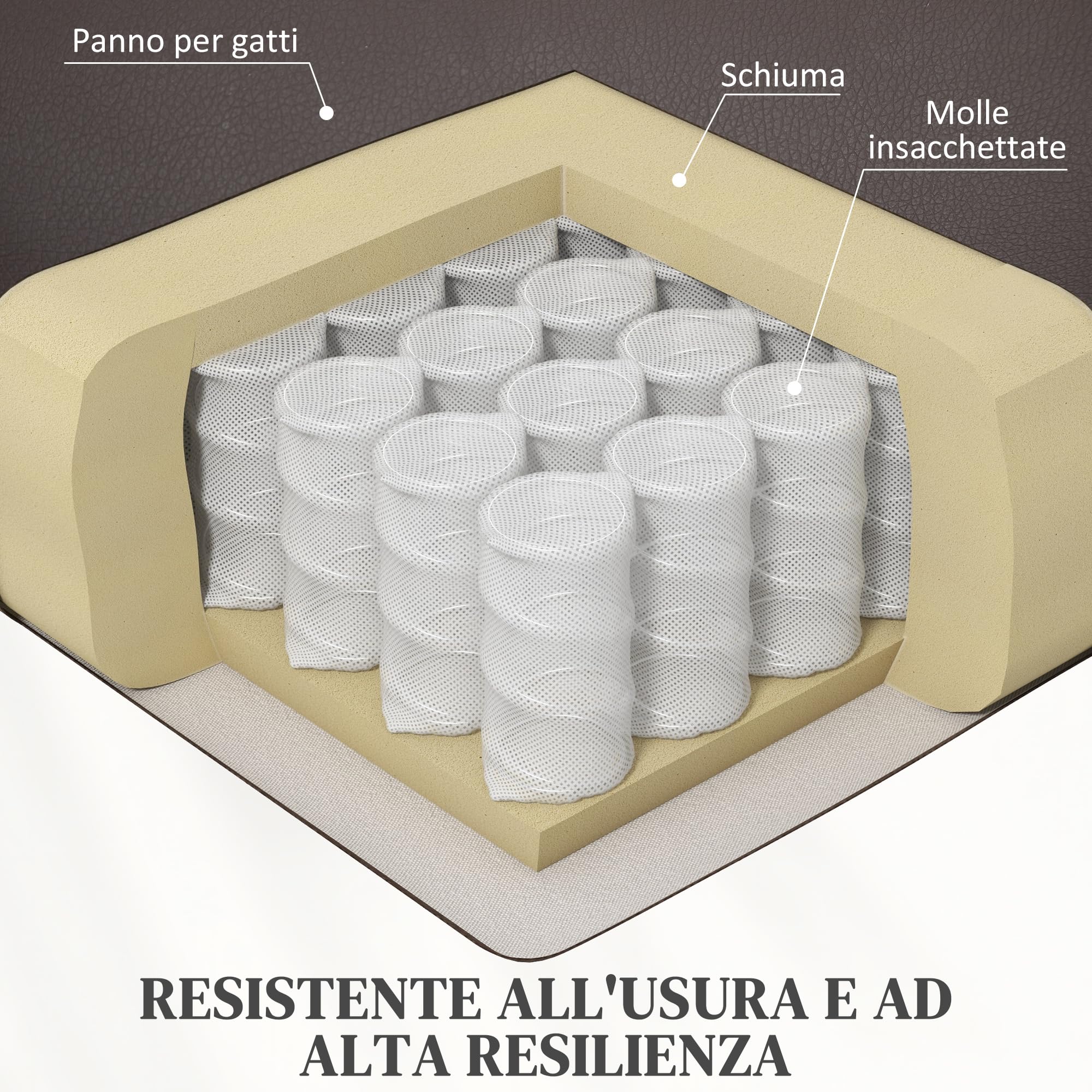 HOMCOM Poltrona Elettrica Alzapersona Reclinabile in Tessuto, Poltrona Relax Elettrica (Tessuto antigraffio (60% poliuretano, 40% poliestere), Marrone scuro, 67L x 89P x 102A cm)