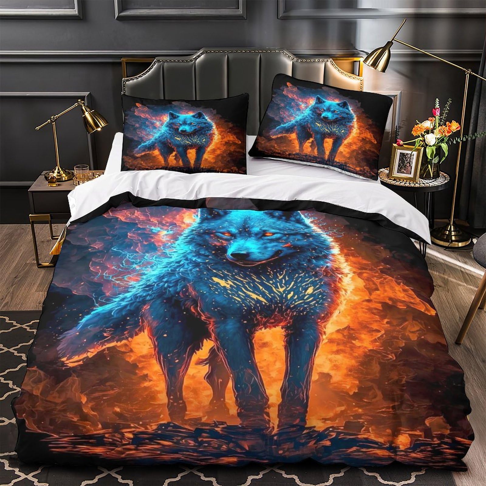 Housse de couette cheval super king 260x220 parure microfibre