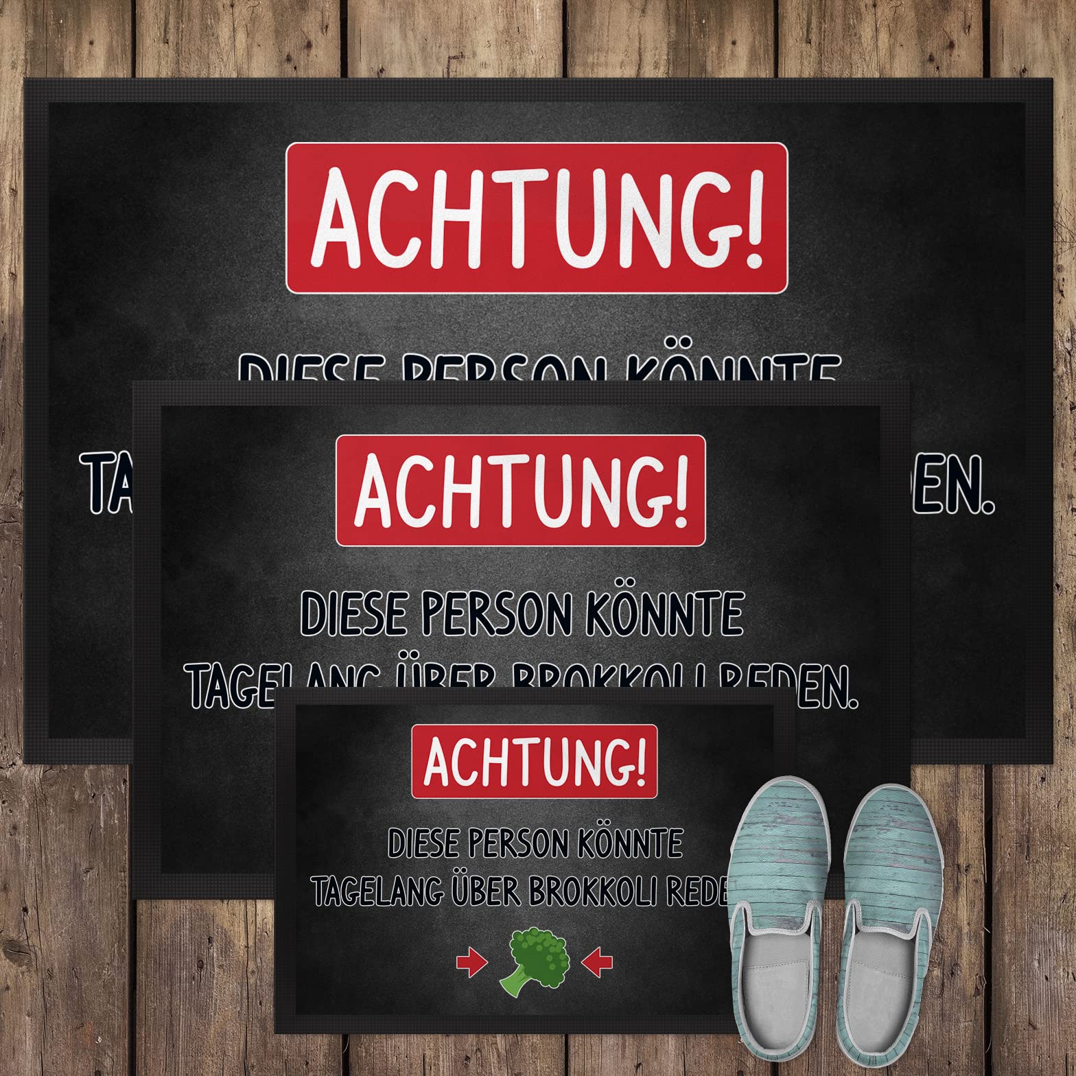 JUNIWORDS Fußmatte, Achtung! Diese Person könnte tagelang über Brokkoli reden, 120 x 80 cm, mit Gummirand (1005959)