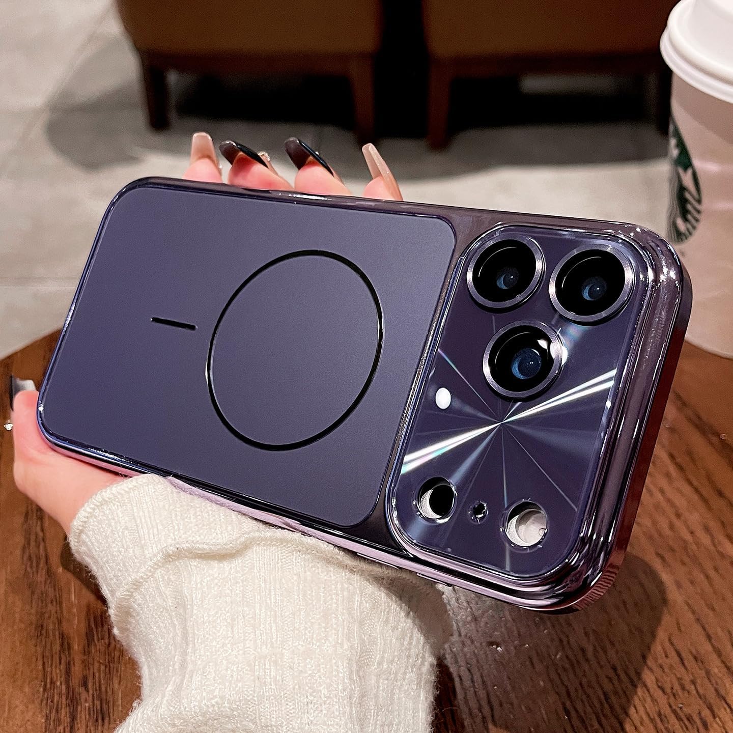 Magnetic for iPhone 17 Pro Case(Original Machine Color) Laser-Cut Large Window with electroplated Frosted Shell(Military-Grade Drop Protection) Eagle-Eye Metal Camera Protection,Purple