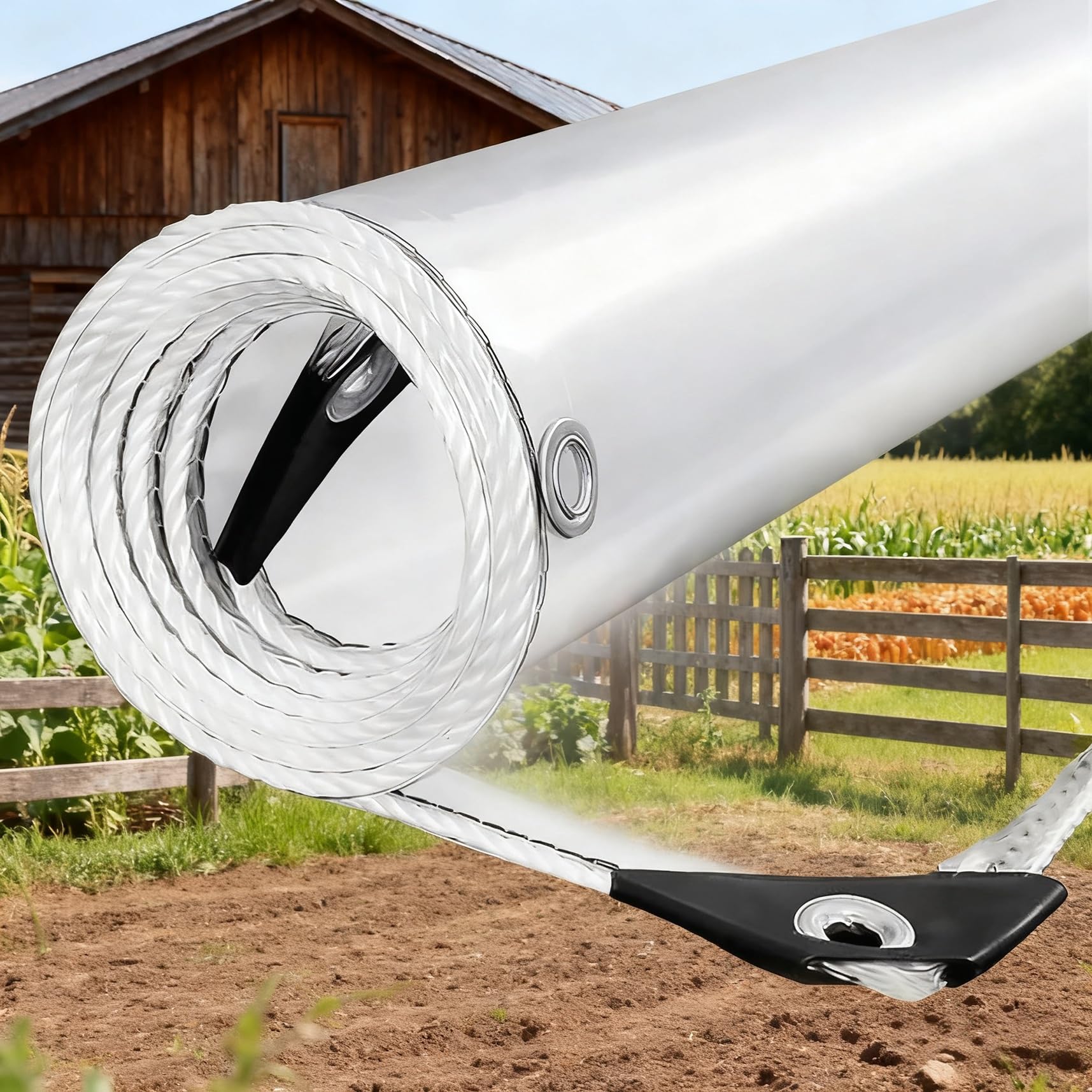 Telone con Occhielli 195 x 300 cm Trasparente, Antipolvere, Impermeabile, Resistente Alle Intemperie Telo di Copertura Trasparente per Esterni, Protezione Invernale, A