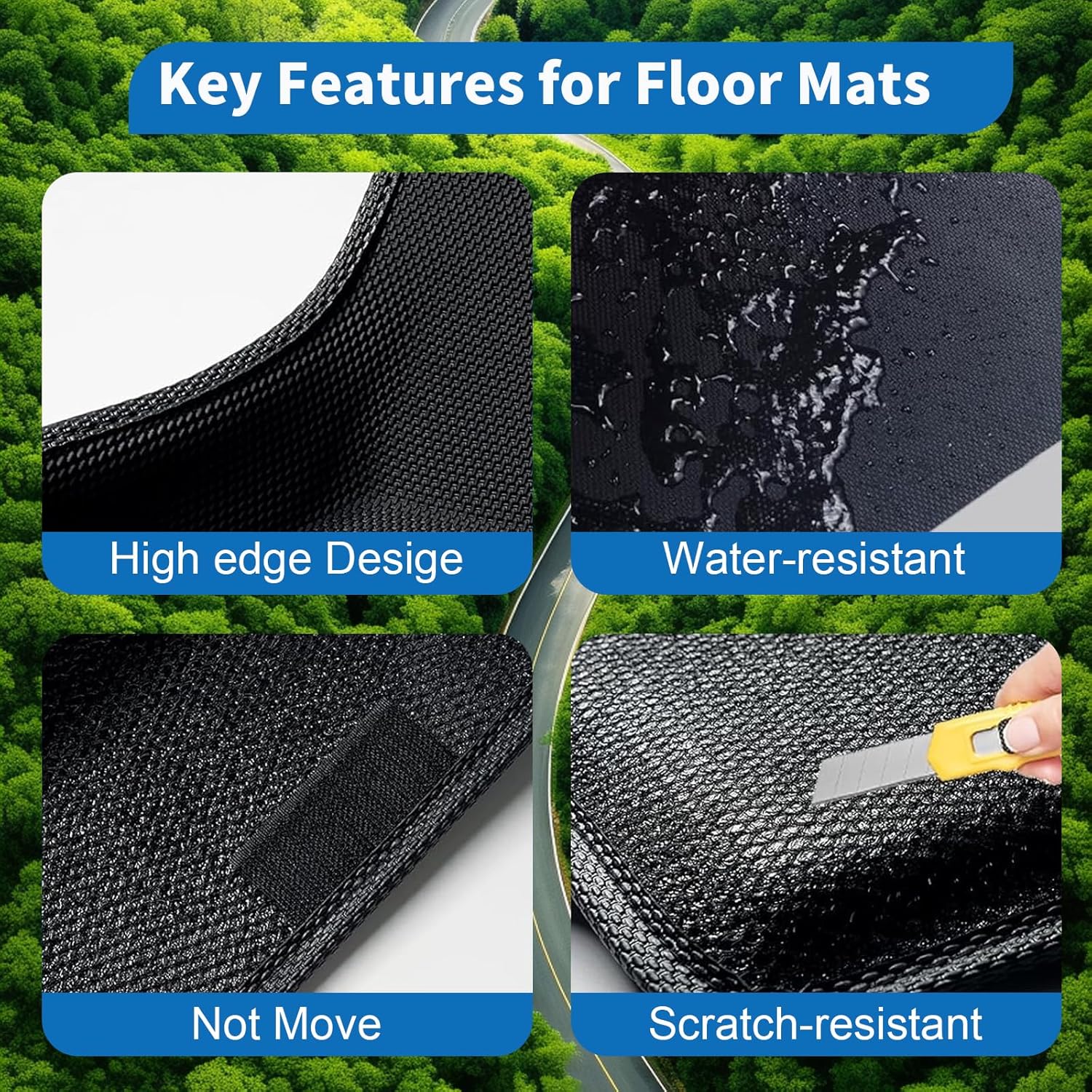 Floor Mats for Tesla Model 3 2020 2021 2022 2023 2024 2025 Highland Premium TPE All-Weather with High Edges,1st & 2nd Row Waterproof Anti-Slip Car Accessories, Pedal Safe Design (for Tesla Model 3)
