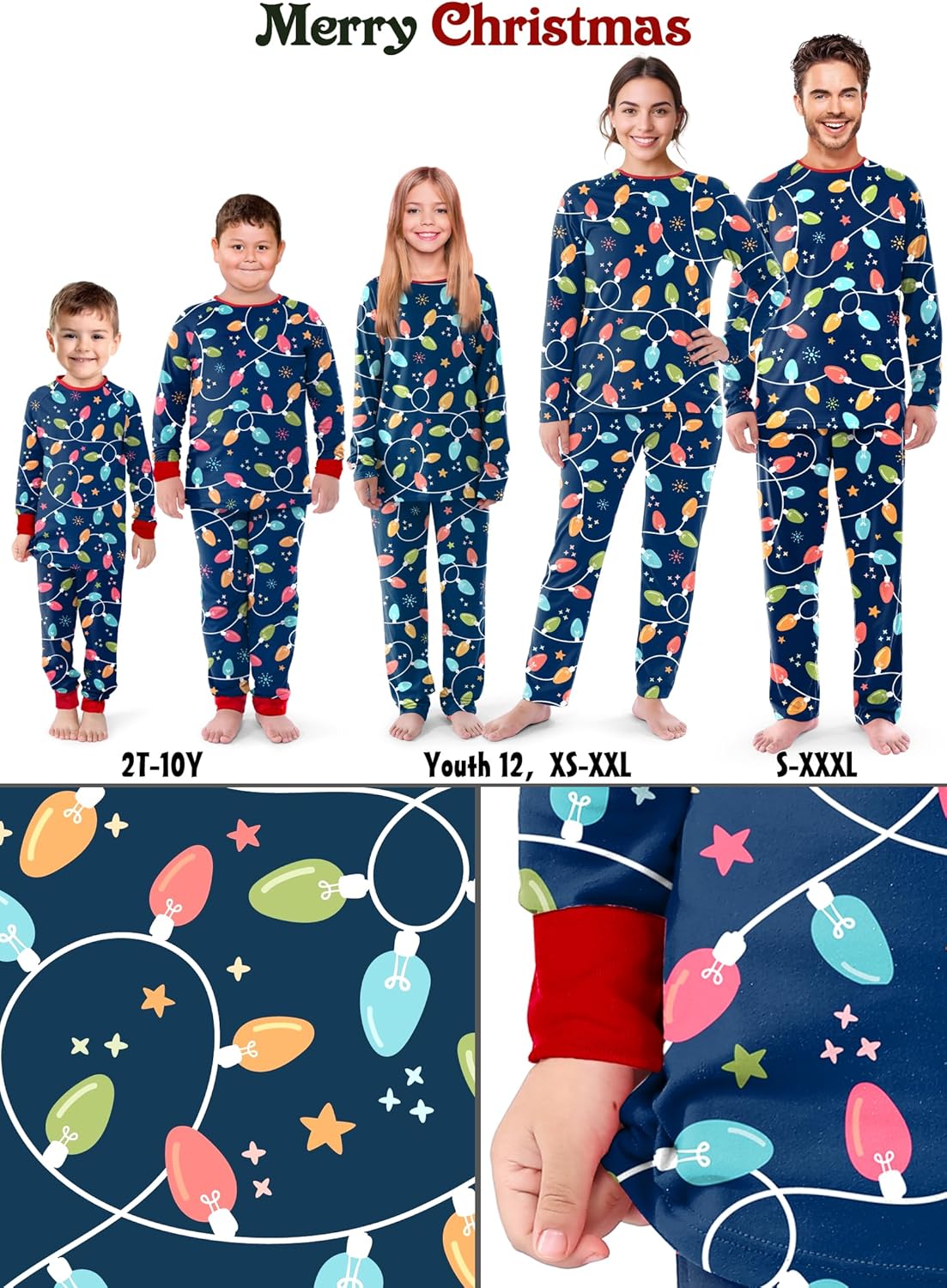 SUNNYBUY Matching Family Christmas Pajamas Set Holiday Jammies Xmas PJS for Women Men Couple and Teens - Image 2