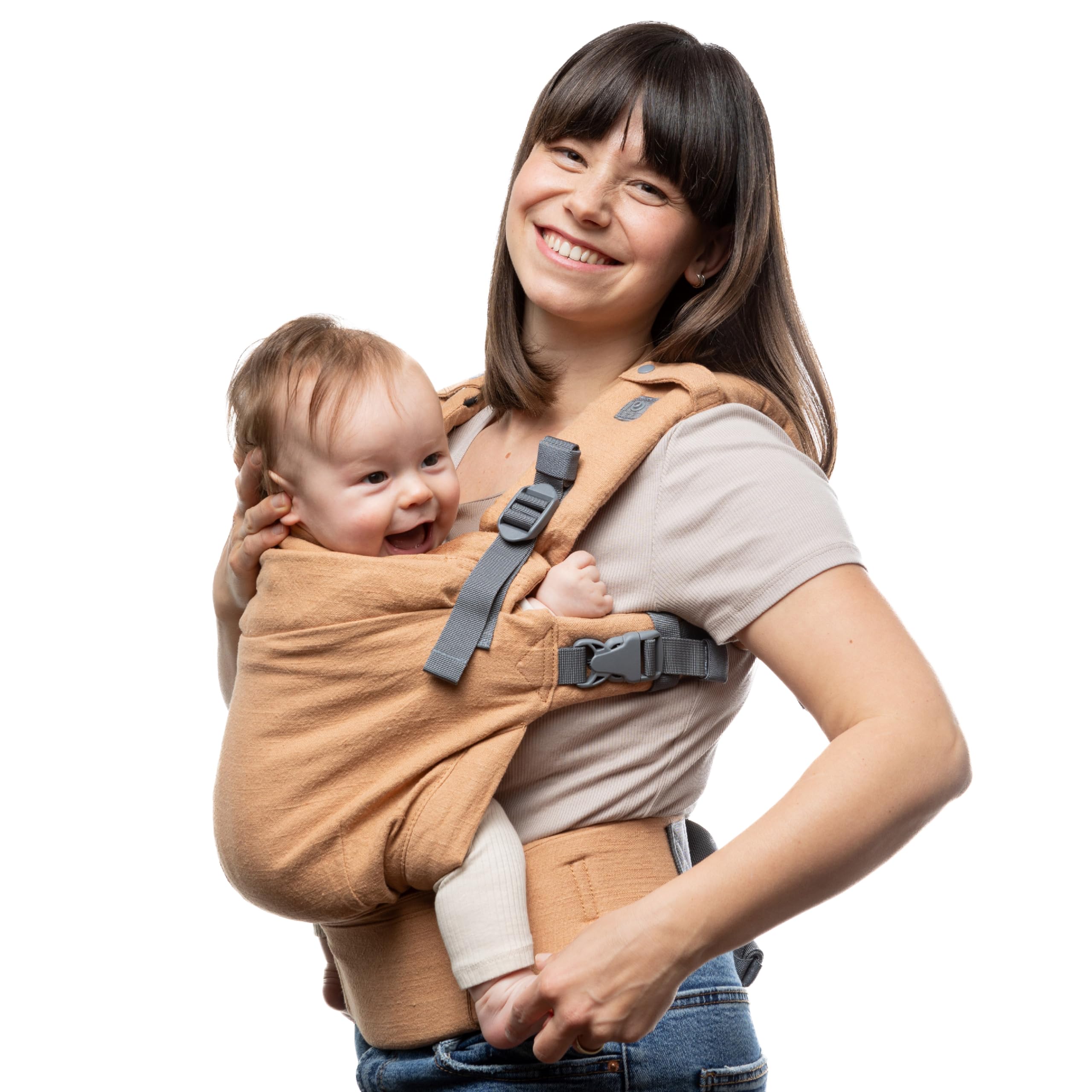 Boba X portabebè dalla nascita fino al bambino – Marsupio certificato adatto alla vita, regolabile per neonati dalla nascita, per bambini piccoli e grandi (Linen Rye, 1 contea)